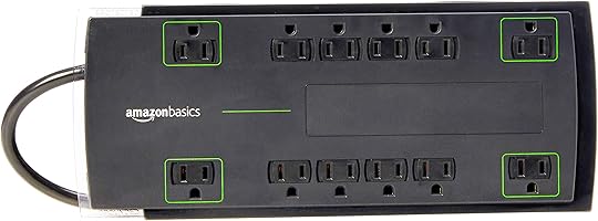 Amazon Basics 12-Outlet Power Strip Surge Protector - 4,320 Joule, 8-Foot Cord