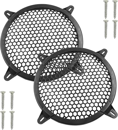 2Pcs Black Plastic Subwoofer Grill,8 Inch Grill Audio Speaker Mesh Cover Protector with Mounting Screws for DIY Home Audio or Car Speaker