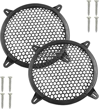 2Pcs Black Plastic Subwoofer Grill,8 Inch Grill Audio Speaker Mesh Cover Protector with Mounting Screws for DIY Home Audio or Car Speaker