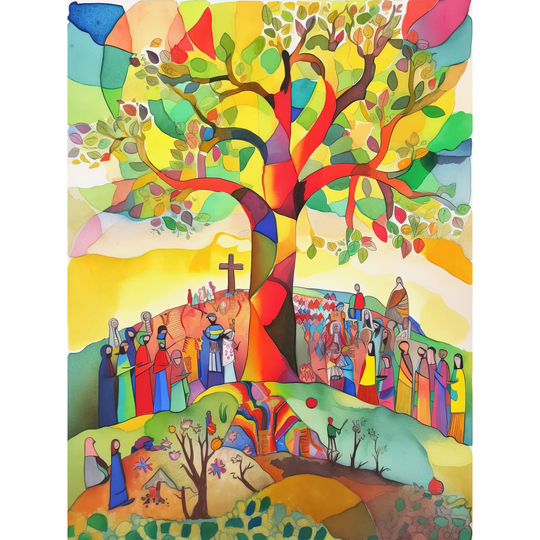 Artery8 The Sermon On The Mount Jesus Folk Art Bible Large XL Wall Art Canvas Print