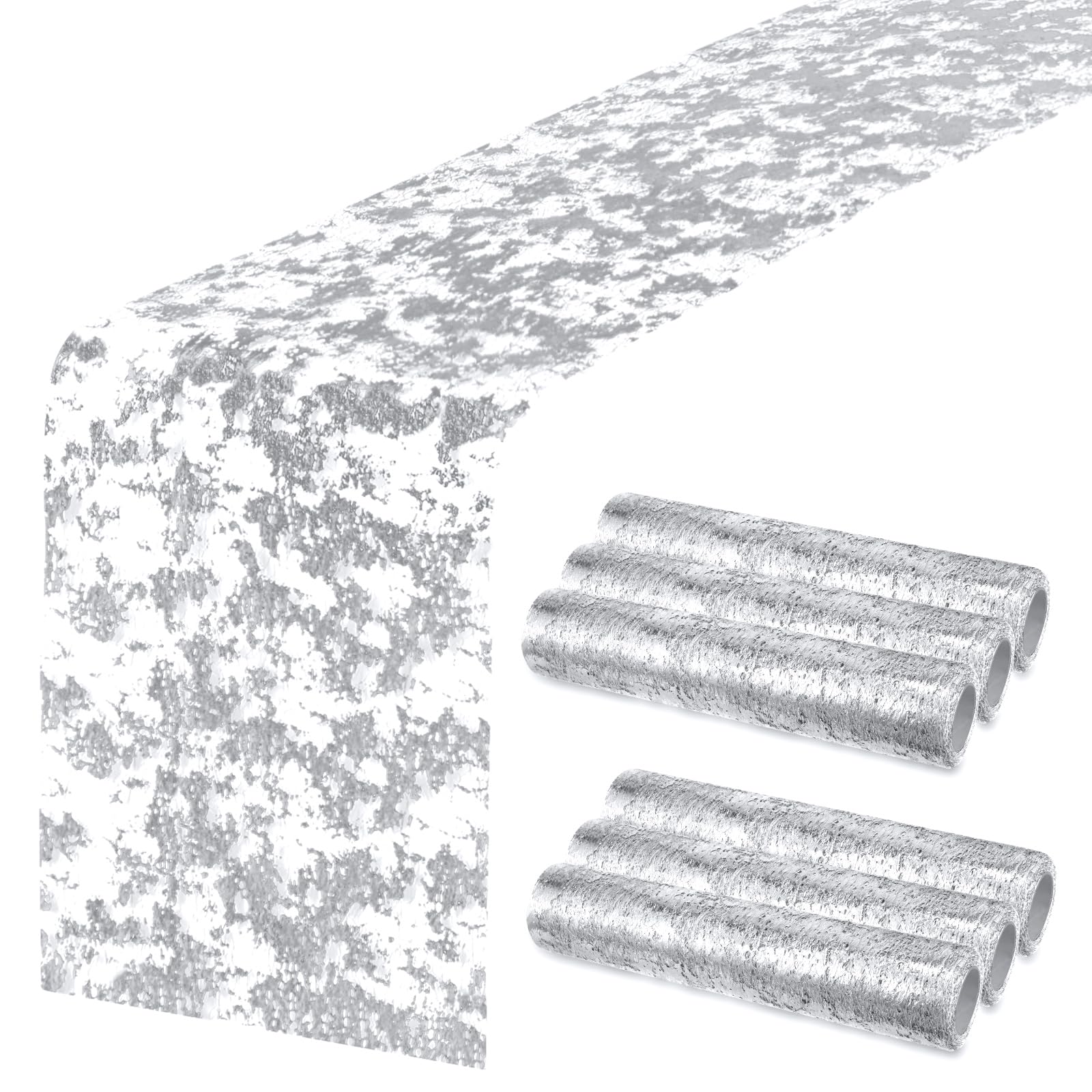 Chemin de table argenté pailleté Mixweer 28x279 cm | Lot de 6