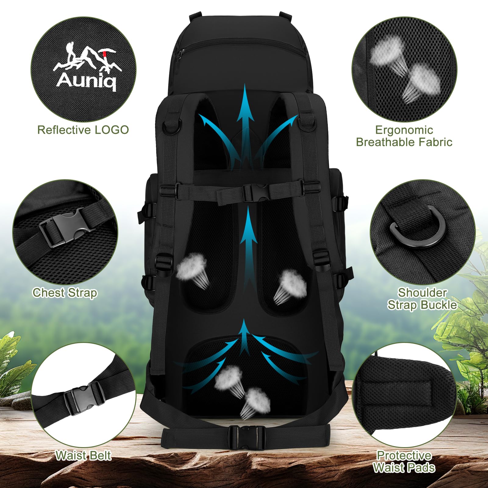 Zaino da Trekking 100 Litri, Zaino da Hiking Impermeabile e Leggero Zaino Sportivo Zaino da Escursioni Zaino da campeggio per esterni Arrampicata Viaggio campeggio Ciclismo Sport