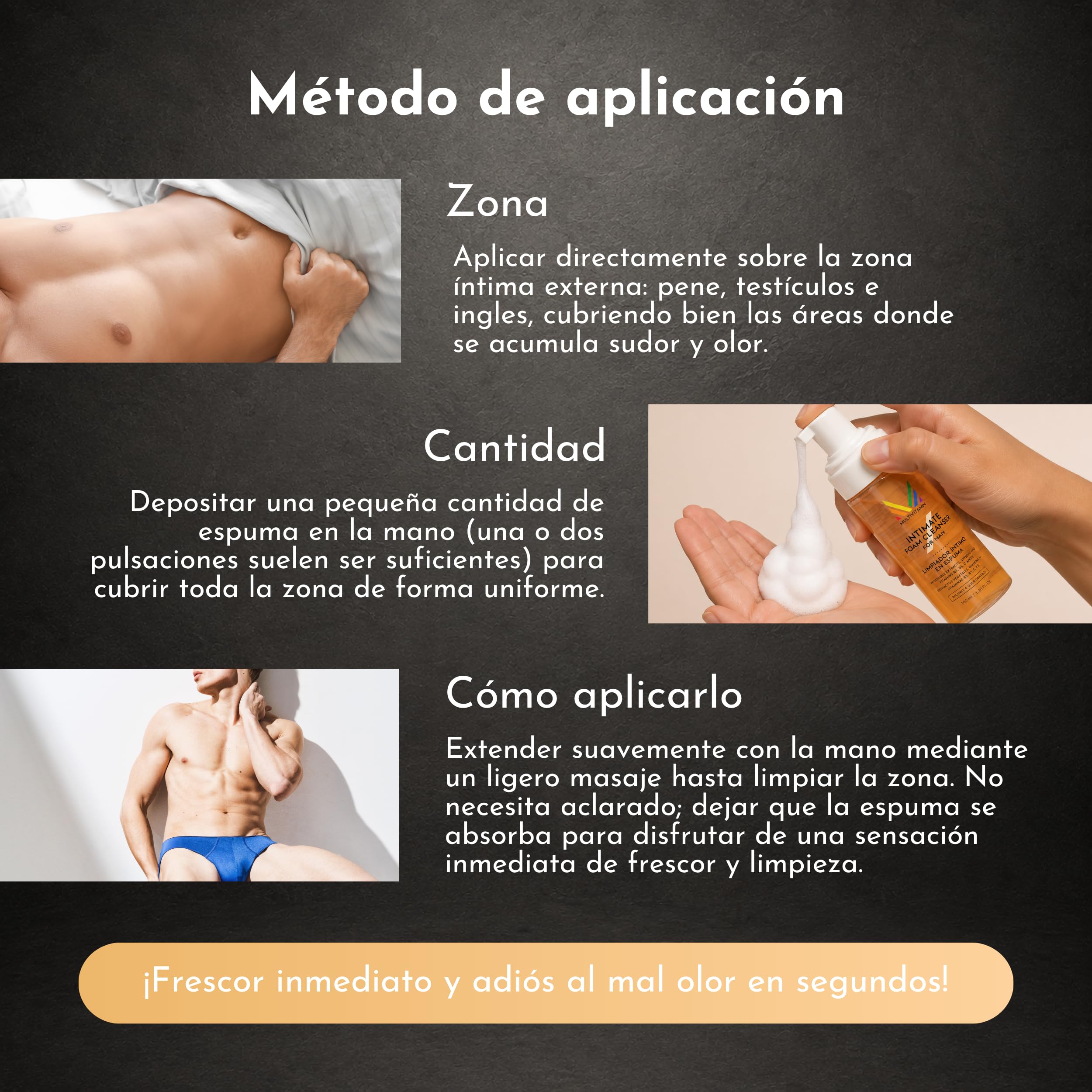 Gel Intimo Para Pene y Testículos, 100 ml | Limpiador Genital Formato Espuma Sin Aclarado | Jabón Intimo Para Hombre Con Acción Calmante | Apto Para Piel Sensible | Fabricado en España - Multivitamin