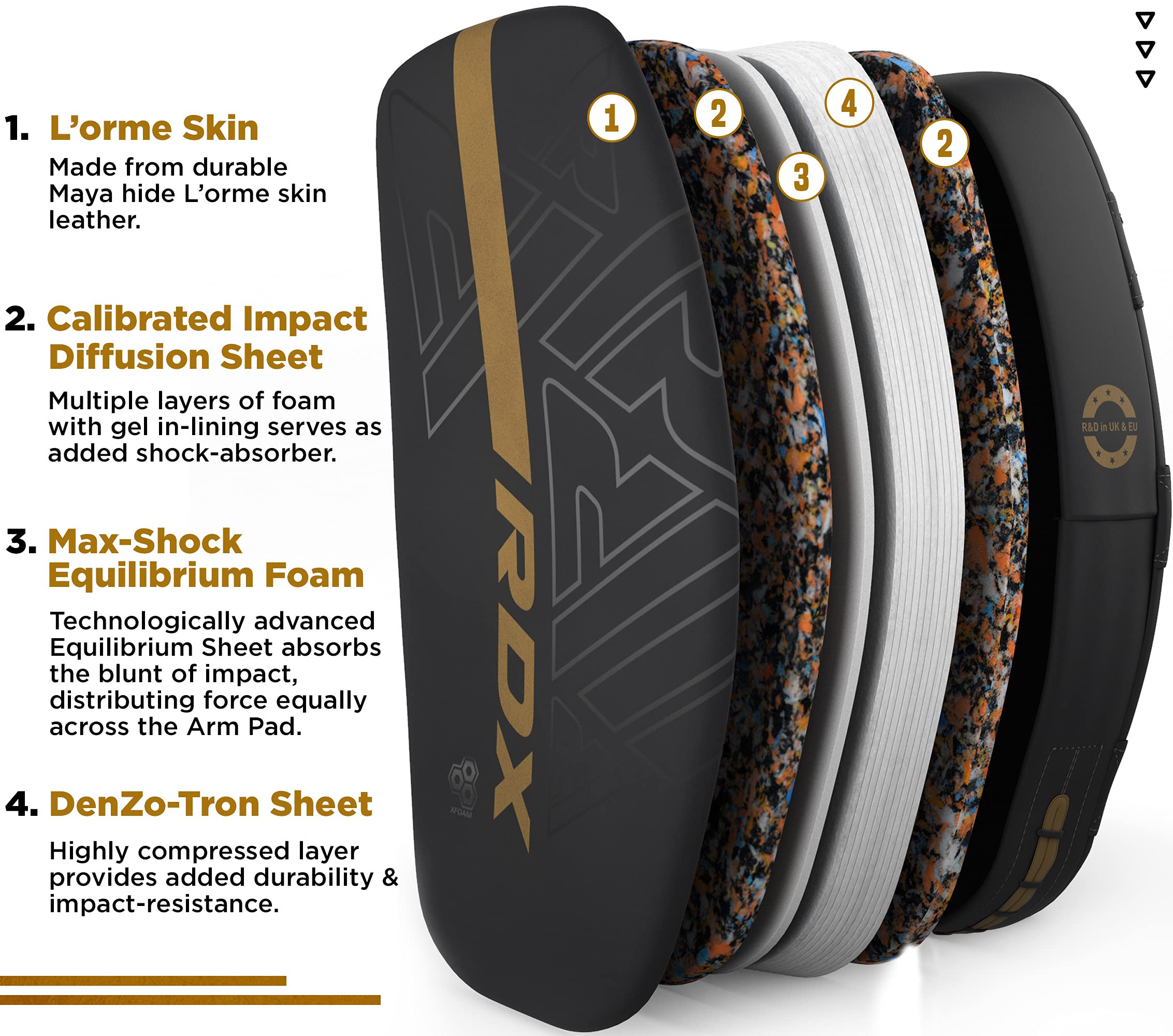 RDX Pao Boxe Thai Incurvé Bouclier de Frappe Kick boxing, MuayThai Poignée Solide, Strike Shield Pad Maya Hide Cuir Pattes d'ours pour MMA Entraînement, Arts Martiaux, Taekwondo, Sports de Combat NOIR