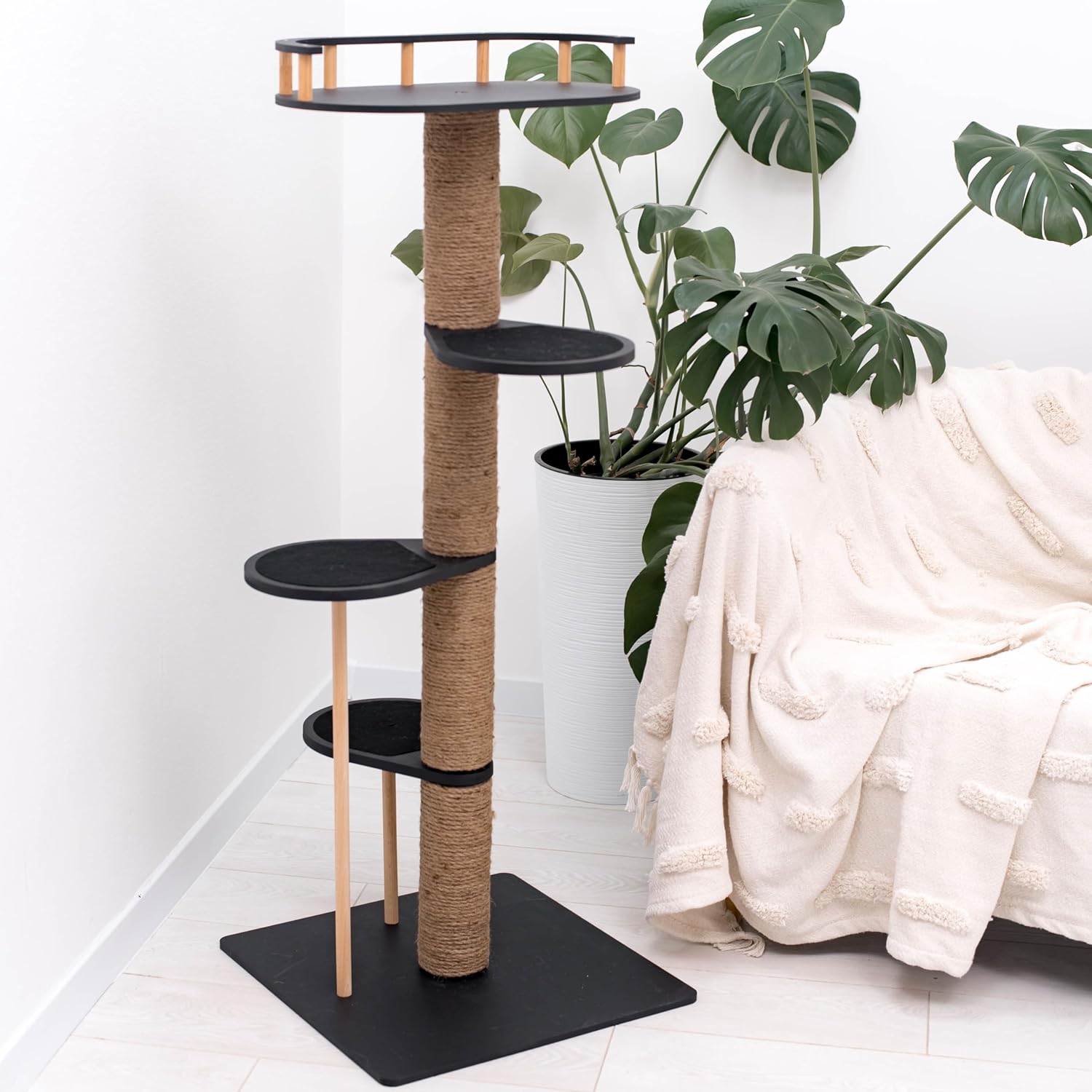 Wood Cat Tree Modern Cat Tower for Large Cats - Wooden Cat Climbing Tower Cat Shelves - Cat Furniture Indoor Cats Rustic Cat Decor Cat Lover Gift