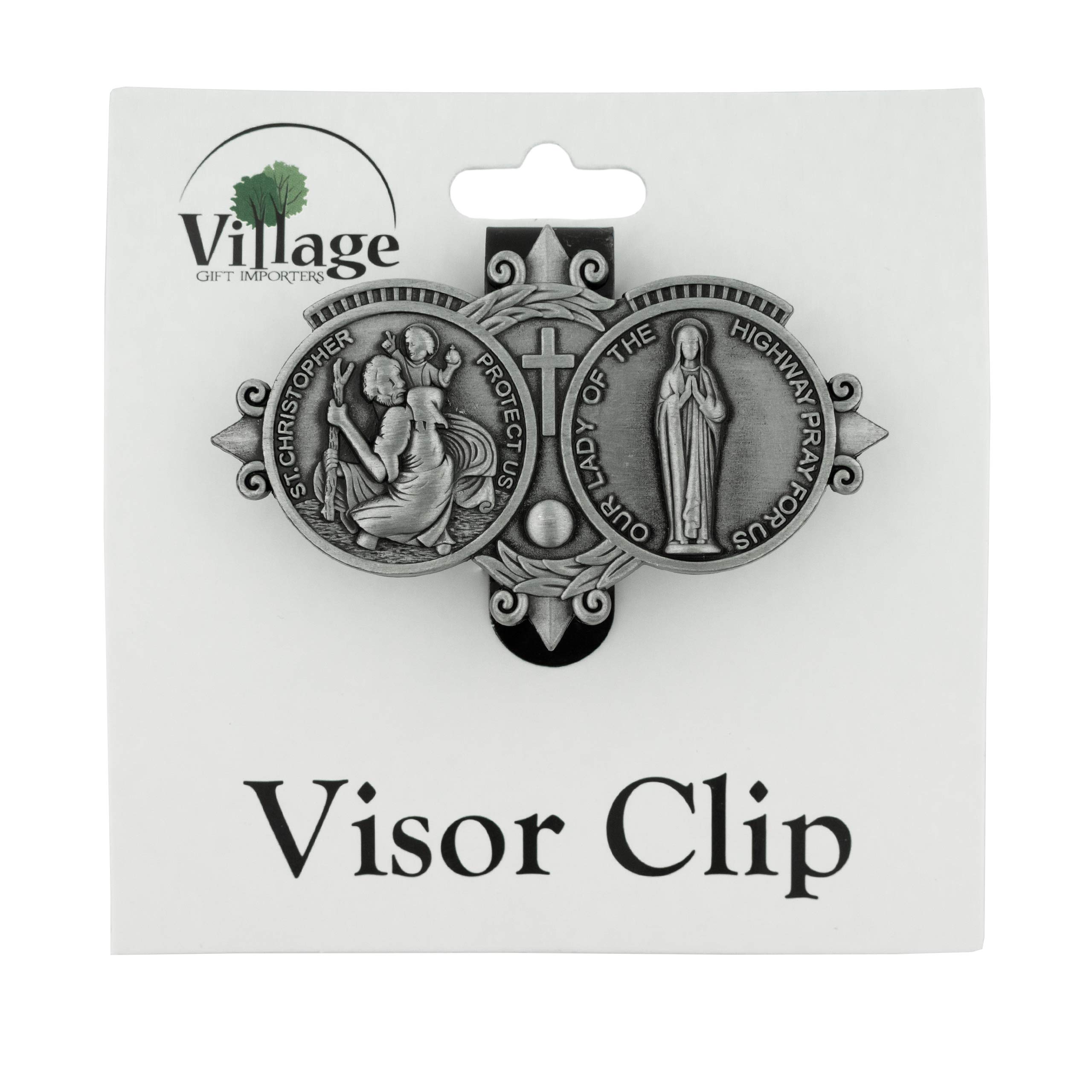 VILLAGE GIFT IMPORTERS Car Visor Clip Pendant St. Christopher and Our Lady of Highway Patron of Safe Travels