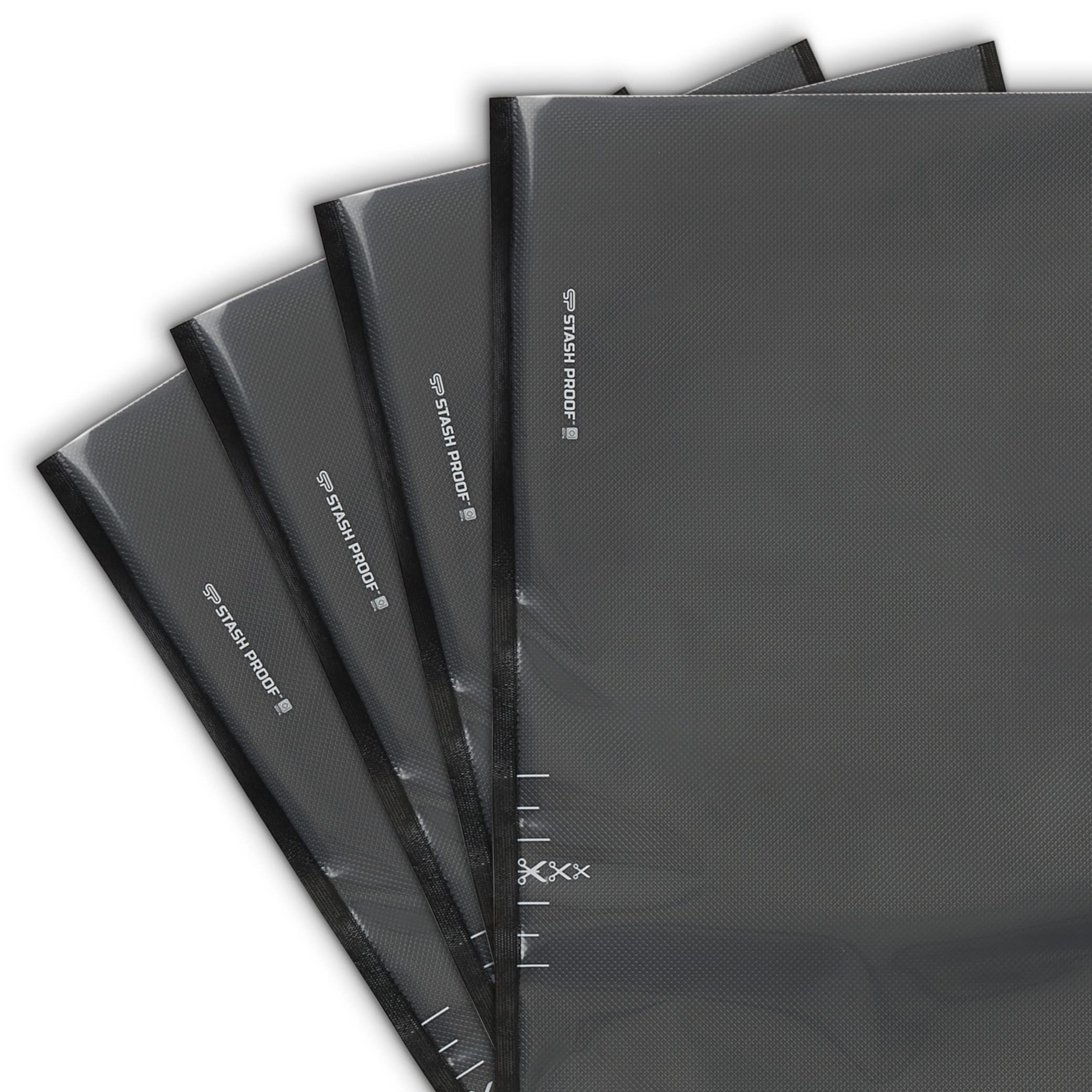 Stash  Proof Vacuum Seal Bags (11" x 24" , Black and Clear) 5 Mil Thick Industrial Storage Sealer Bags - 50 Count