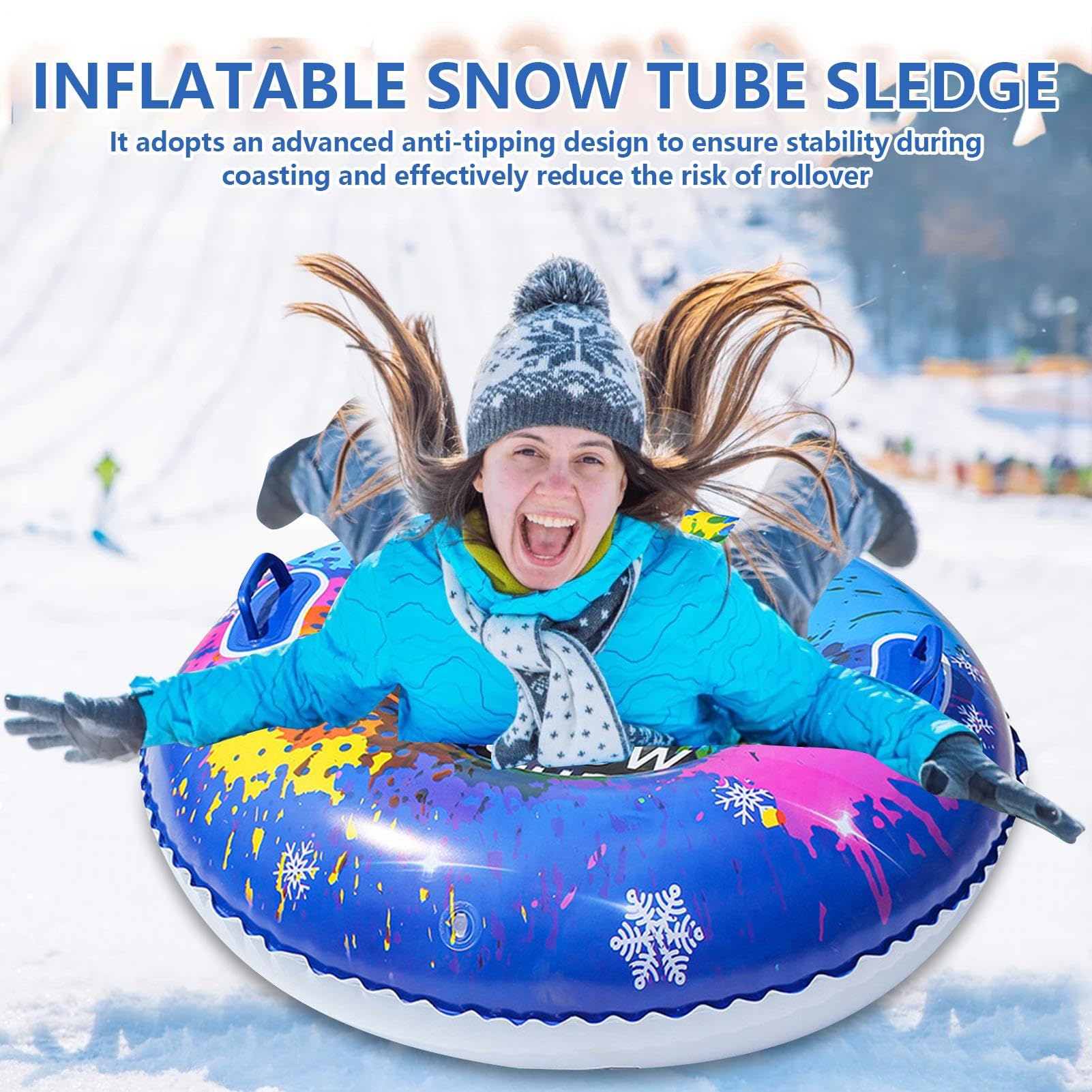 Tube Neige Gonflable | Luge neiges Gonflable Robuste | Luge neiges gonflables Portable avec poignées | Neige Cercle Ski d'hiver Plein air résistants l'usure pour Enfant et Adultes