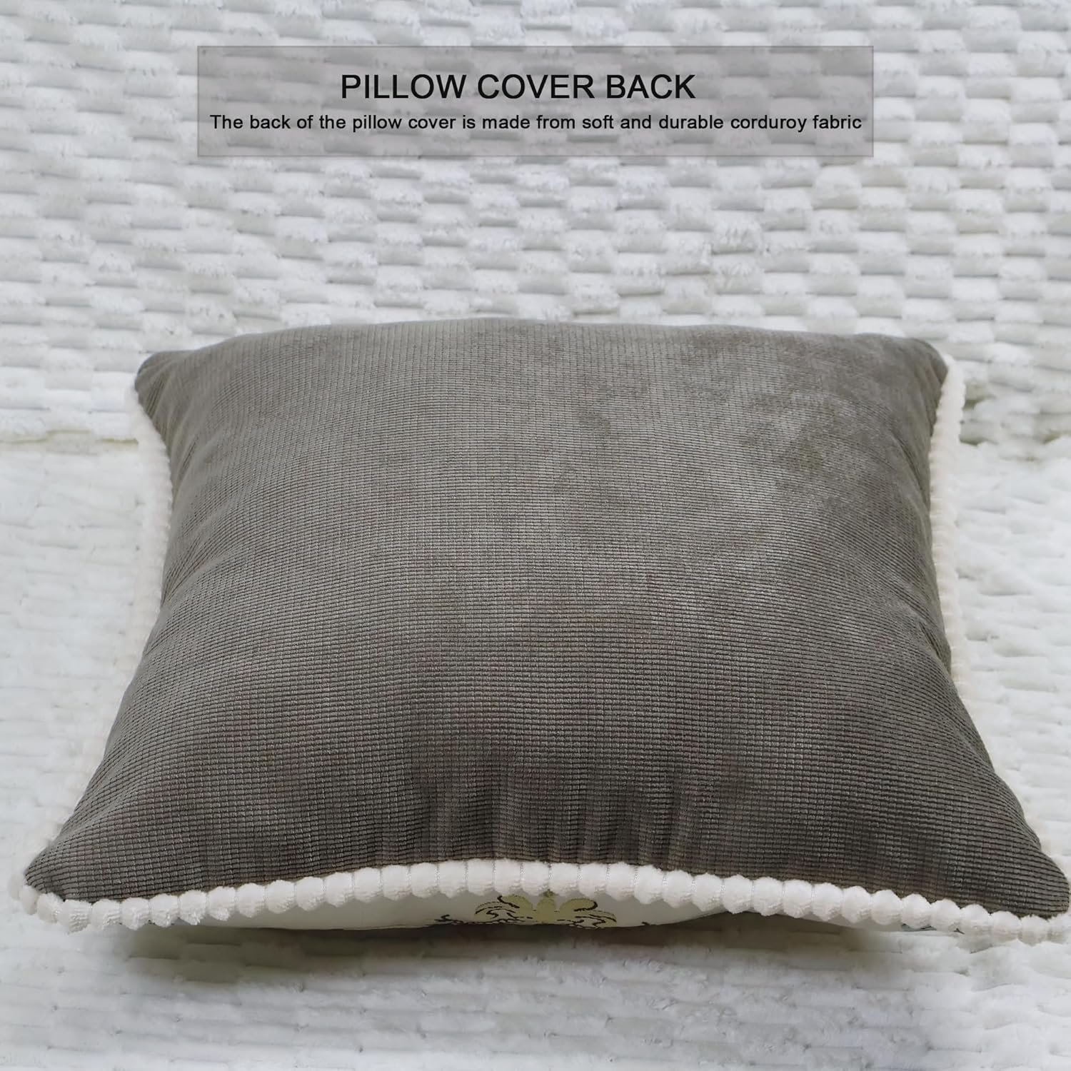 SZHELEJIAM Pillow Cover Set of 2, Jacquard Vintage Embroidered Pillow Case, for Sofa Cushion Cover for Sofa, Bed, Living Room, Throw Pillow Covers 18x18 Beige