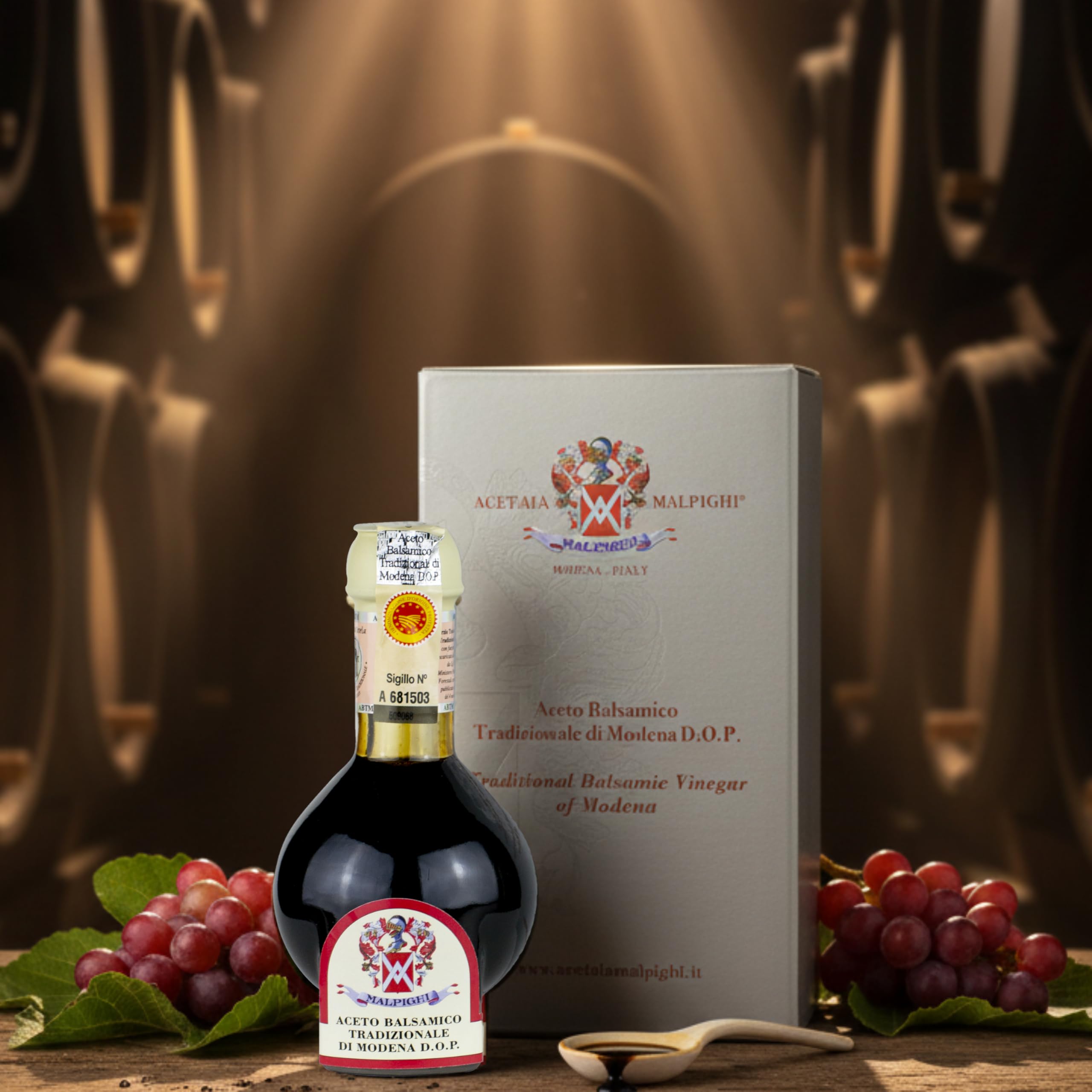 Aceto Balsamico Tradizionale di Modena DOP invecchiato 12 anni, 100ml, con Tappo dosatore e Ricettario