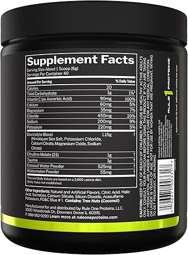 Miniatura 2 de Rule 1 Lytes - Mezcla de apoyo de hidratación con 5 minerales electrolíticos mejorados con citrulina, agua de coco y polvos de sandía, además