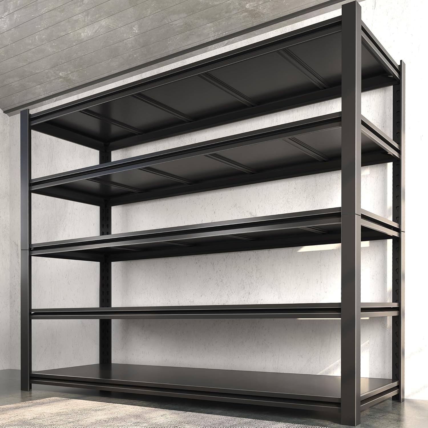 4000LBS Garage Shelving Heavy Duty Metal Shelves 60" W Storage Shelves Adjustable 5 Tier Metal Shelves for Garage Storage Heavy Duty Shelf for Warehouse, Commercial, 24" D x 60'' W x 72'' H