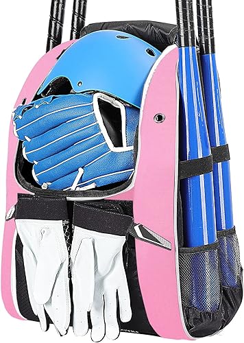 Miniatura 2 de DOVODA Mochila de béisbol, bolsa de bate de sóftbol con compartimento para zapatos, equipo de pelota en T para adultos, bolsa de béisbol ligera con