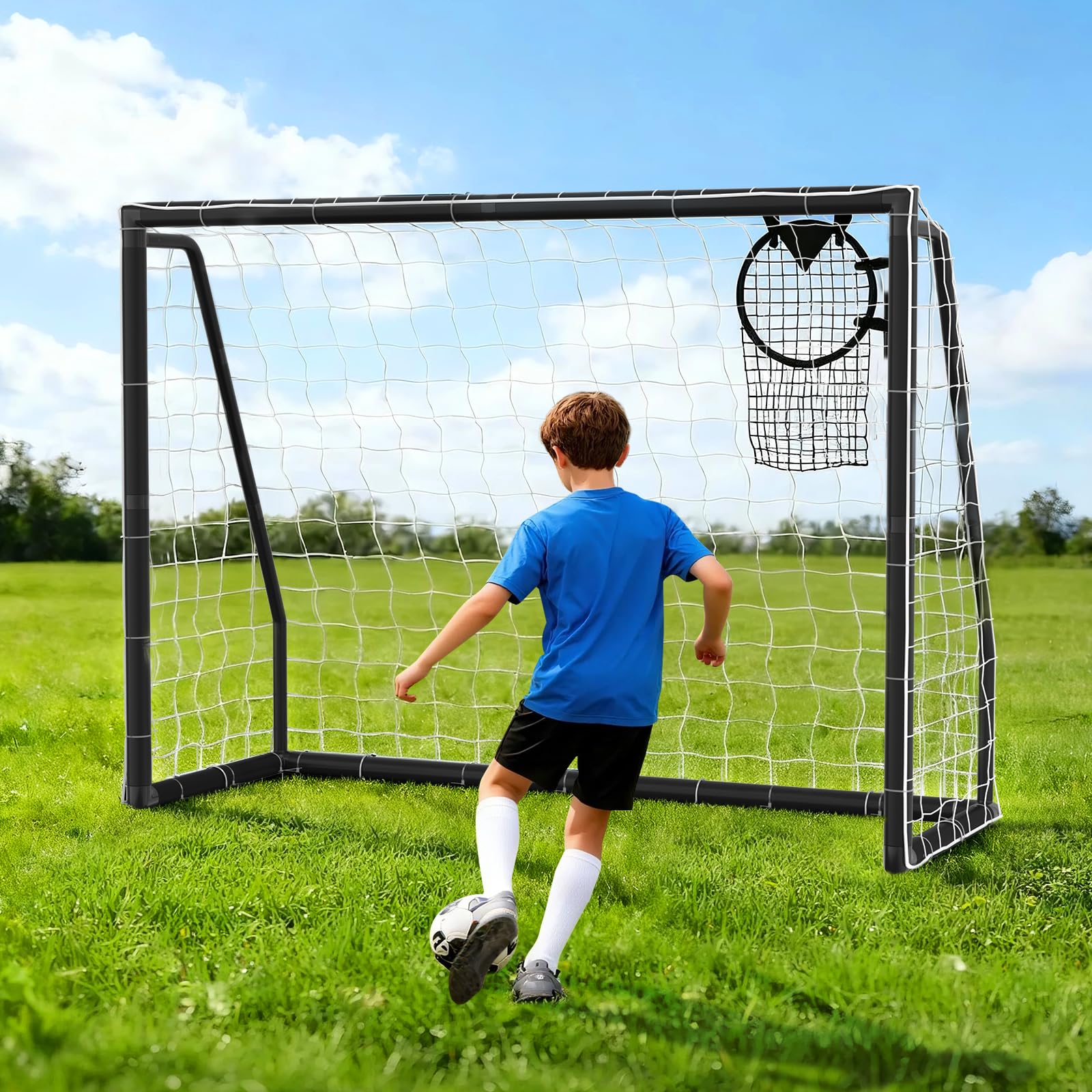 MOPHOTO Garden Football Goal, 6x4ft/8x6ft/10x6.5ft/12x6ft PVC Soccer Goal — image 1