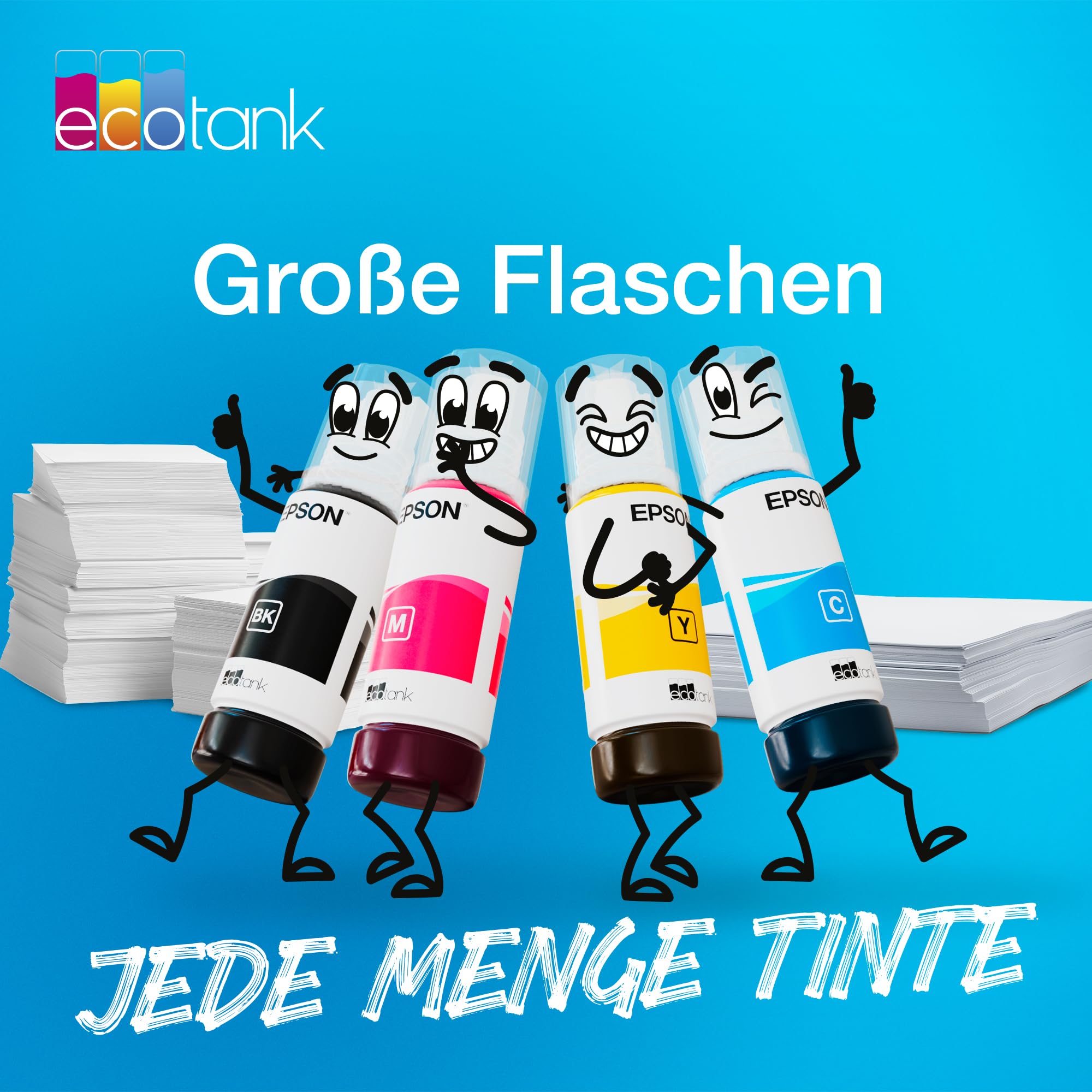 Epson EcoTank 104 Original Tintenflaschen 4x Farb-Multipack Schwarz Cyan Magenta Gelb