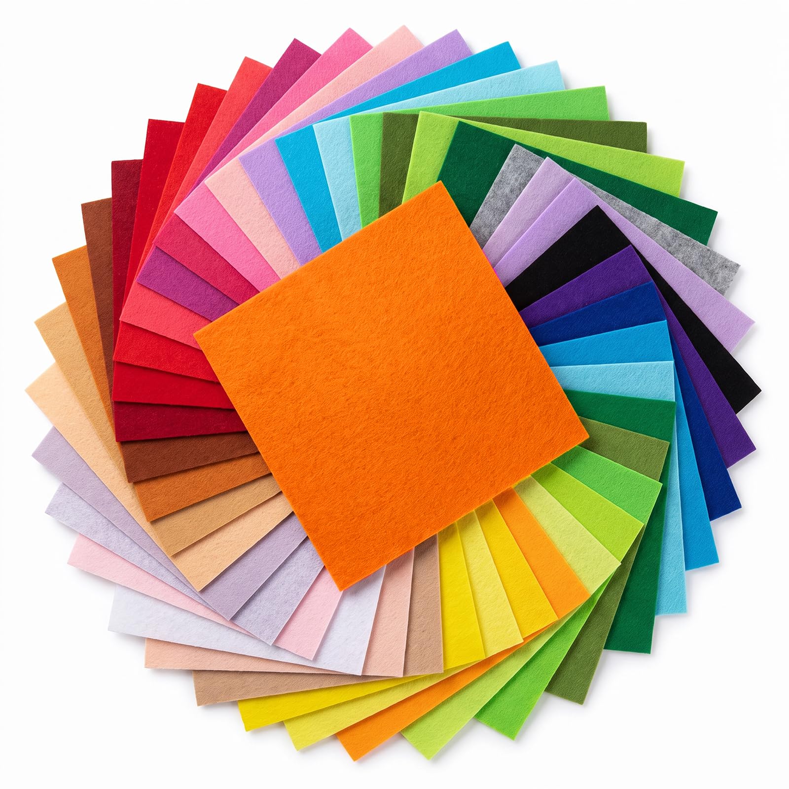Starfa 50Pcs Coloured Felt Fabric Sheets, 15x15cm 40 Assorted Colors Soft
