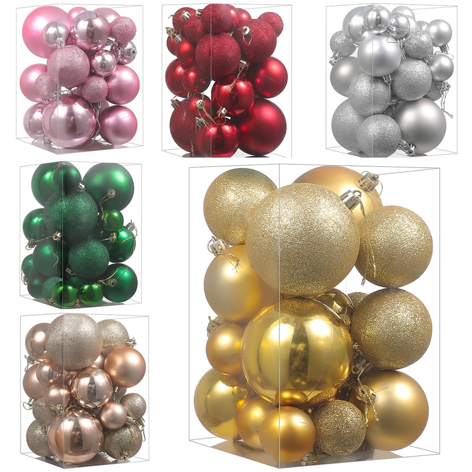 Weihnachtskugeln 24 Stück 4–8 cm Weihnachtsdekorationskugeln for Aufhängen, Weihnachtsbaum-Anhänger, Ornamente for Zuhause, Party, Neujahr, Dekoration(Green)