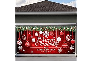 Christmas Balls Garage Door Cover, 6x13ft Xmas Garage Door Banner Winter Christmas...