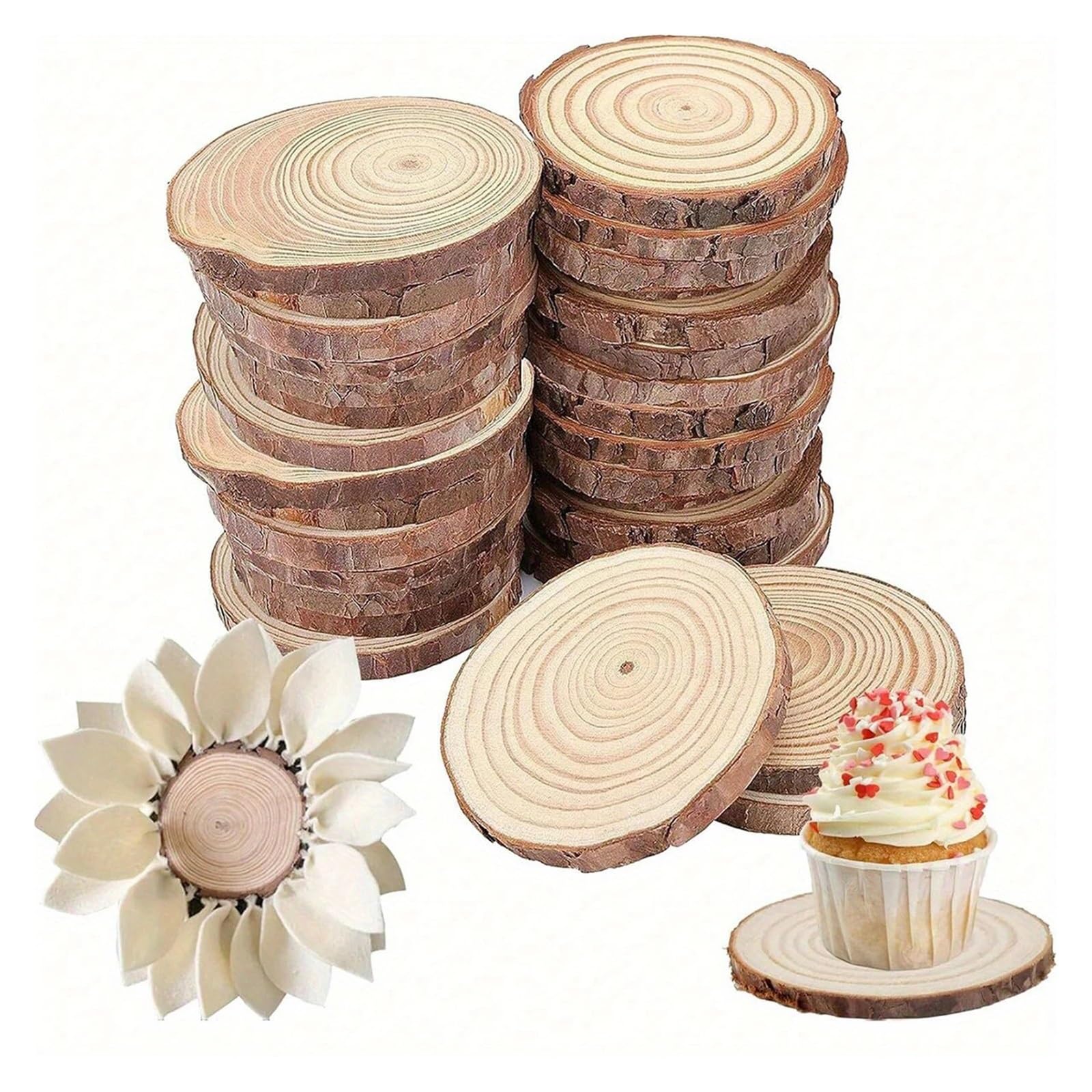 30pcs- Pine Coaster Round Unfinished Wood Para Decorar