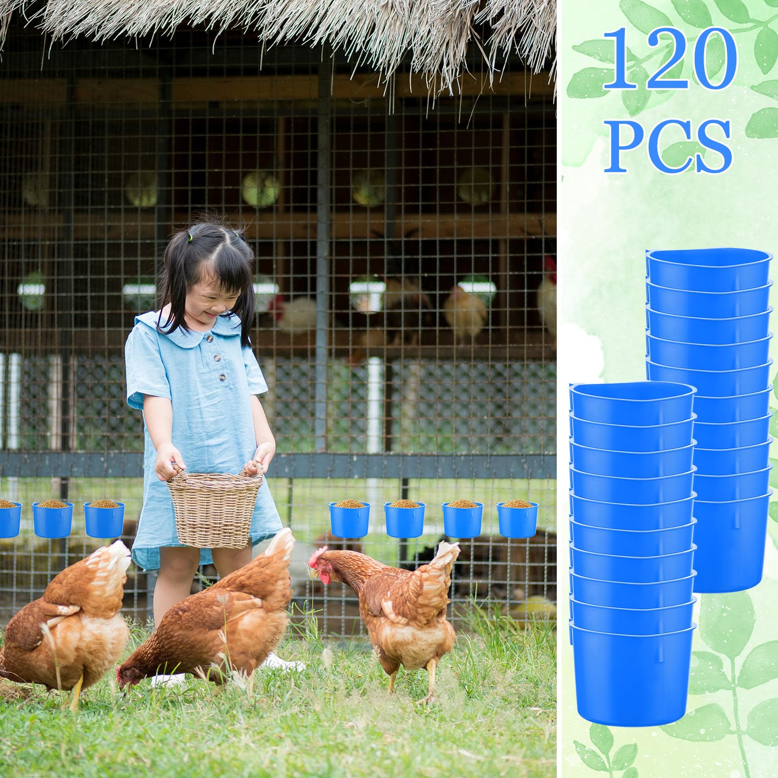 40 Pcs Chicken Feeder Cups – 16 Oz Hanging Bird Feeders For Parrots, Chickens, Gamefowl, Bunnies, Small Pets