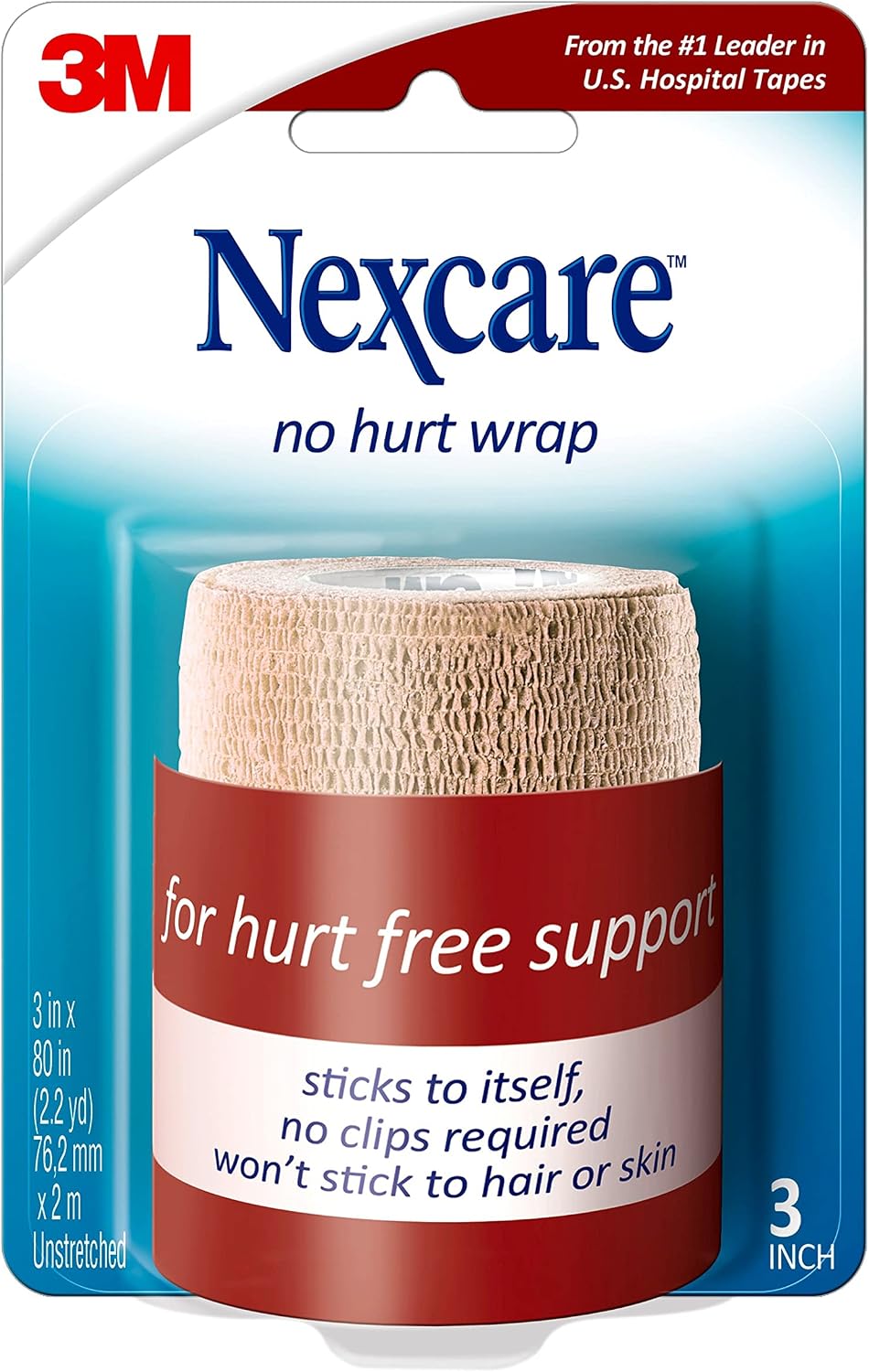 Nexcare Coban 3-Inch Wide Self-Adherent Wrap, 5-Yard Roll, 1-Count Boxes (Pack of 1)