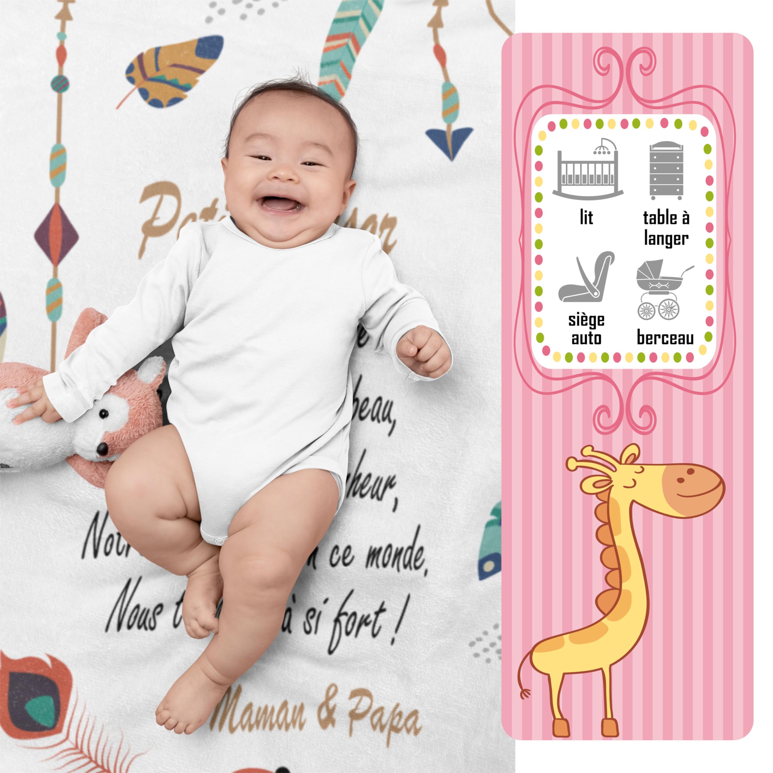 Zinello Design, Extra Soft Microfibre Fleece Baby Blanket 120 x 75 cm with Message of Love - Image 2