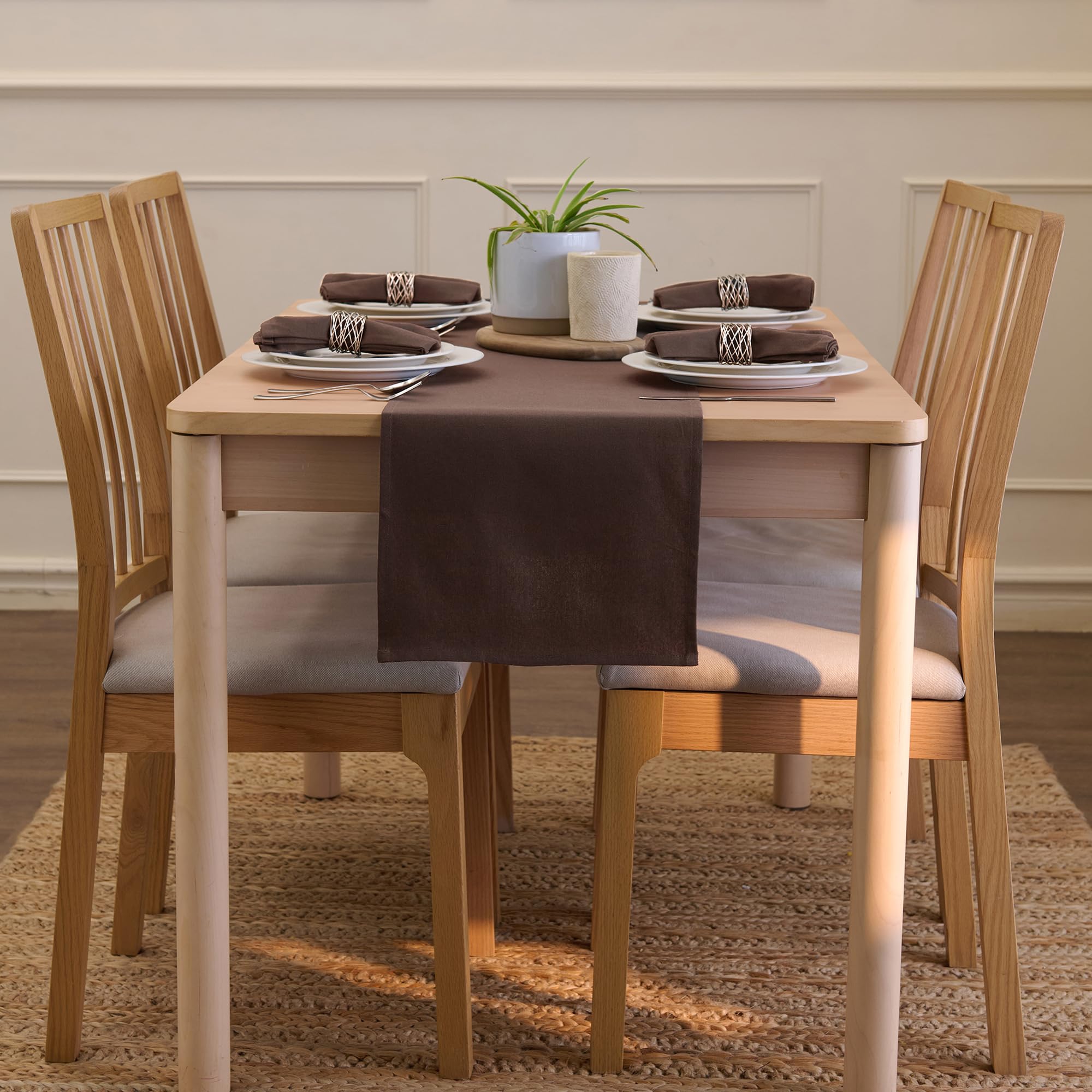 Encasa XO Table Runner 13x72 in Long, Dark Taupe, 32x183 cm - Image 4