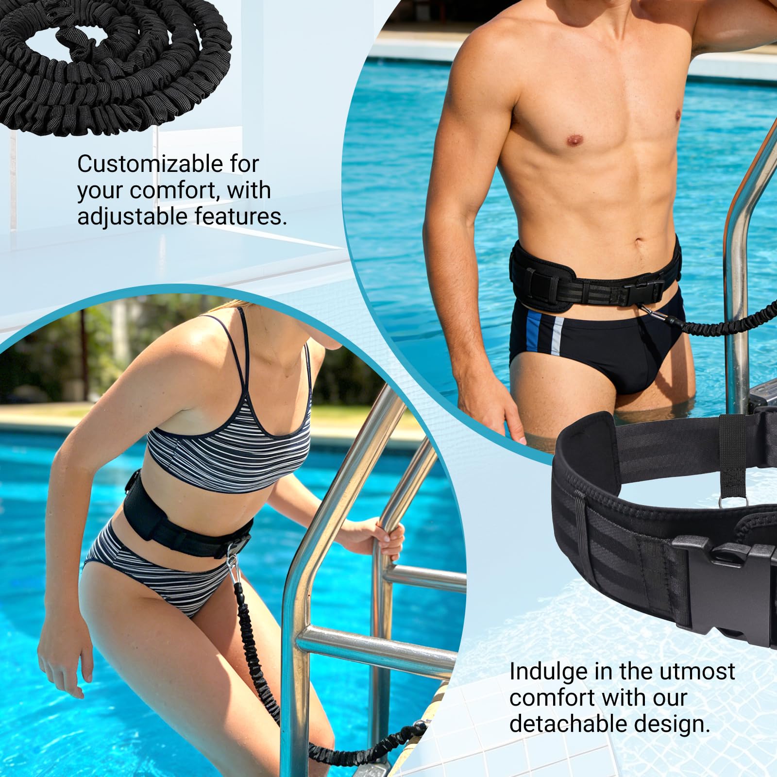 Verstellbarer Schwimmgürtel Mit Zugseil Zum Schwimmen (2,3-4,6 m) Inkl Inklusive PVC Handy Wasserschutztasche Die Ideale Schwimmhilfe Erwachsene Für Schwimmtraining In Jedem Pool
