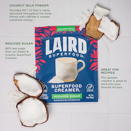 Vista 88 de Laird Superfood Creamer - Crema en polvo con sabor a chocolate y menta para el café, bolsa de 8 onzas
