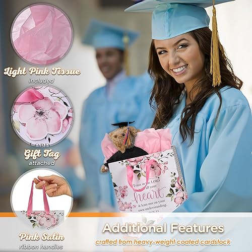 Miniatura 3 de Christian Art Gifts Bolsa de regalojuego de papel de seda Trust In The Lord Proverbs 35 versículo bíblico, rosa, mediano