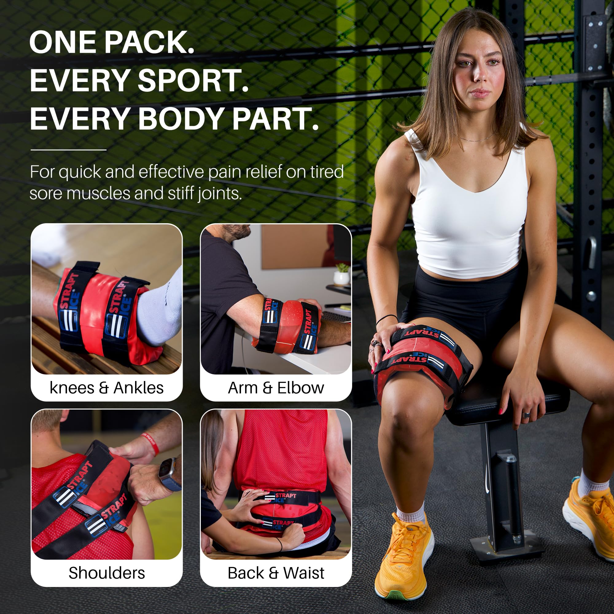 Bolsa de hielo con correa rellenable y reutilizable, envoltura de terapia de frío y calor, compresa universal para espalda, hombros, rodillas, codos para aliviar el dolor, terapia, lesiones