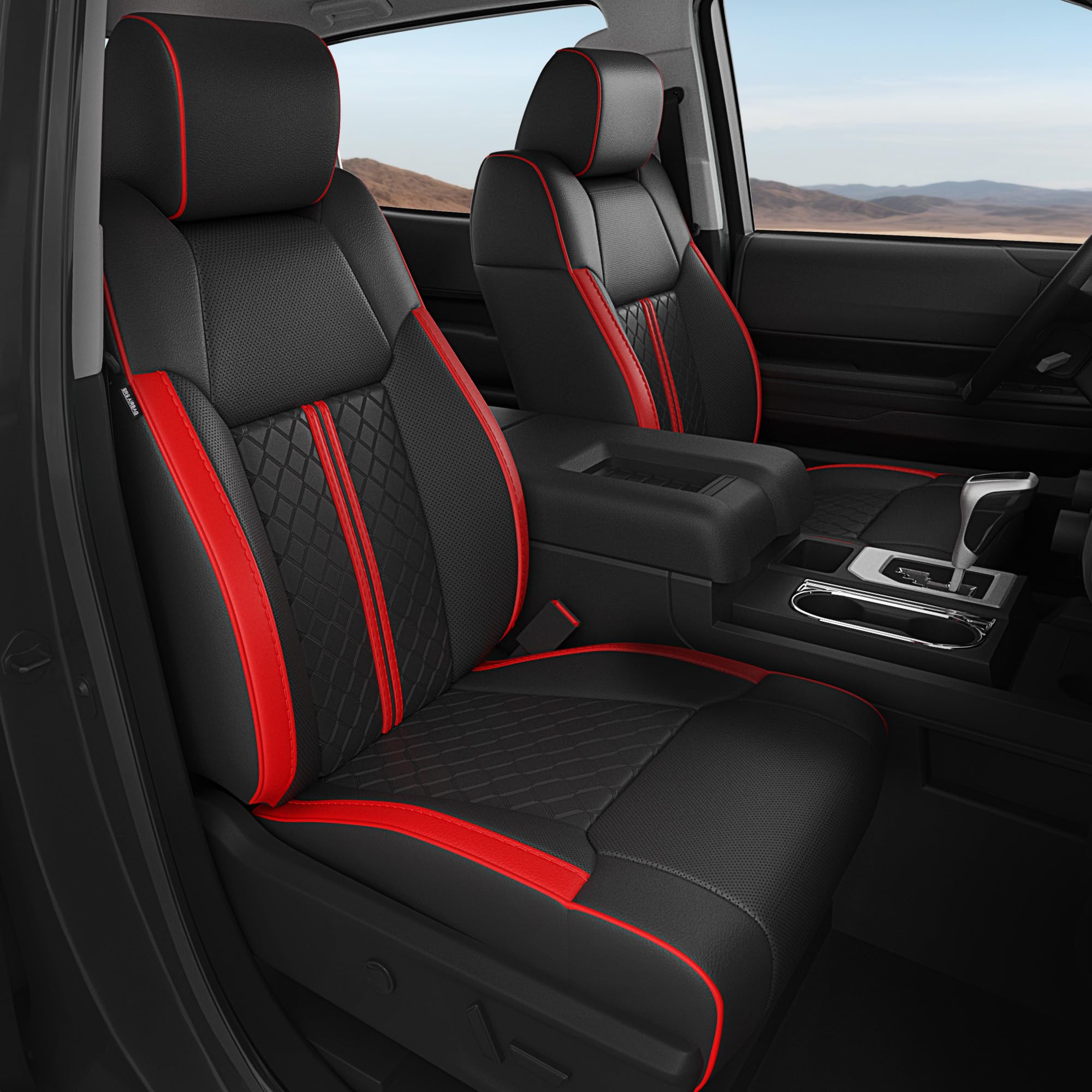 RIDEPOSH Tundra Seat Covers (Black Red)