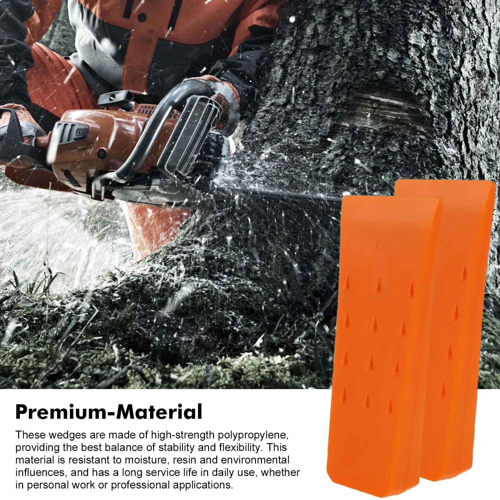 Lot de 5 cales d'abattage en plastique - 15,2 cm + 20,3 cm - Antidérapantes - Avec sac et gants - Accessoires de bûcheron - Cales pour abattre les arbres de manière contrôlée