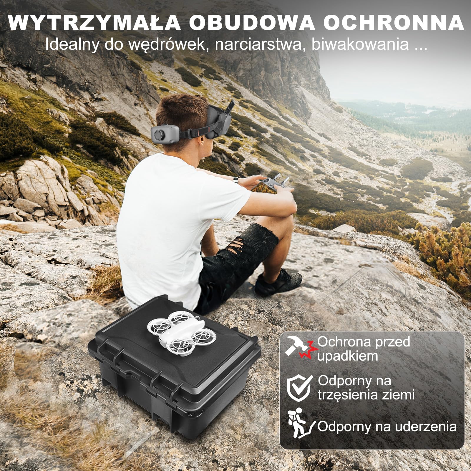 Lekufee Wodoszczelna Twarda Torba Transportowa dla DJI Neo 1 Motion Fly More Combo, DJI Goggles N3/3/2/Goggles Integra/RC 2/RC N3/N2/RC Motion 3/2 oraz Akcesoriów (Tylko etui)