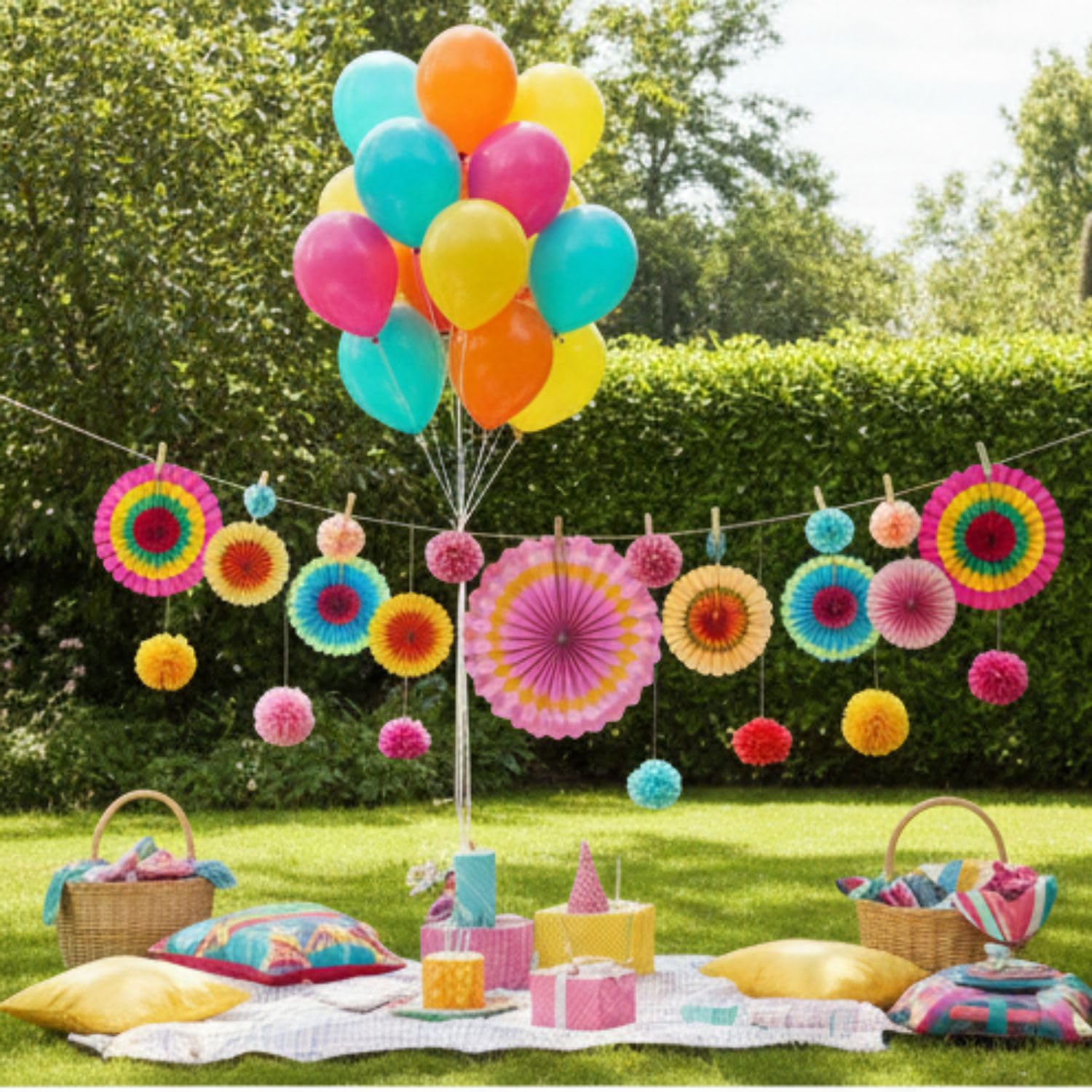 Multicolor Fiesta Paper Fans - Party & Wedding Decor -4