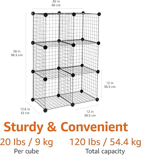 Miniatura 8 de Tienda Basics Estantes de almacenamiento apilables de rejilla de alambre de 6 cubos, 12 x 12 pulgadas, color blanco