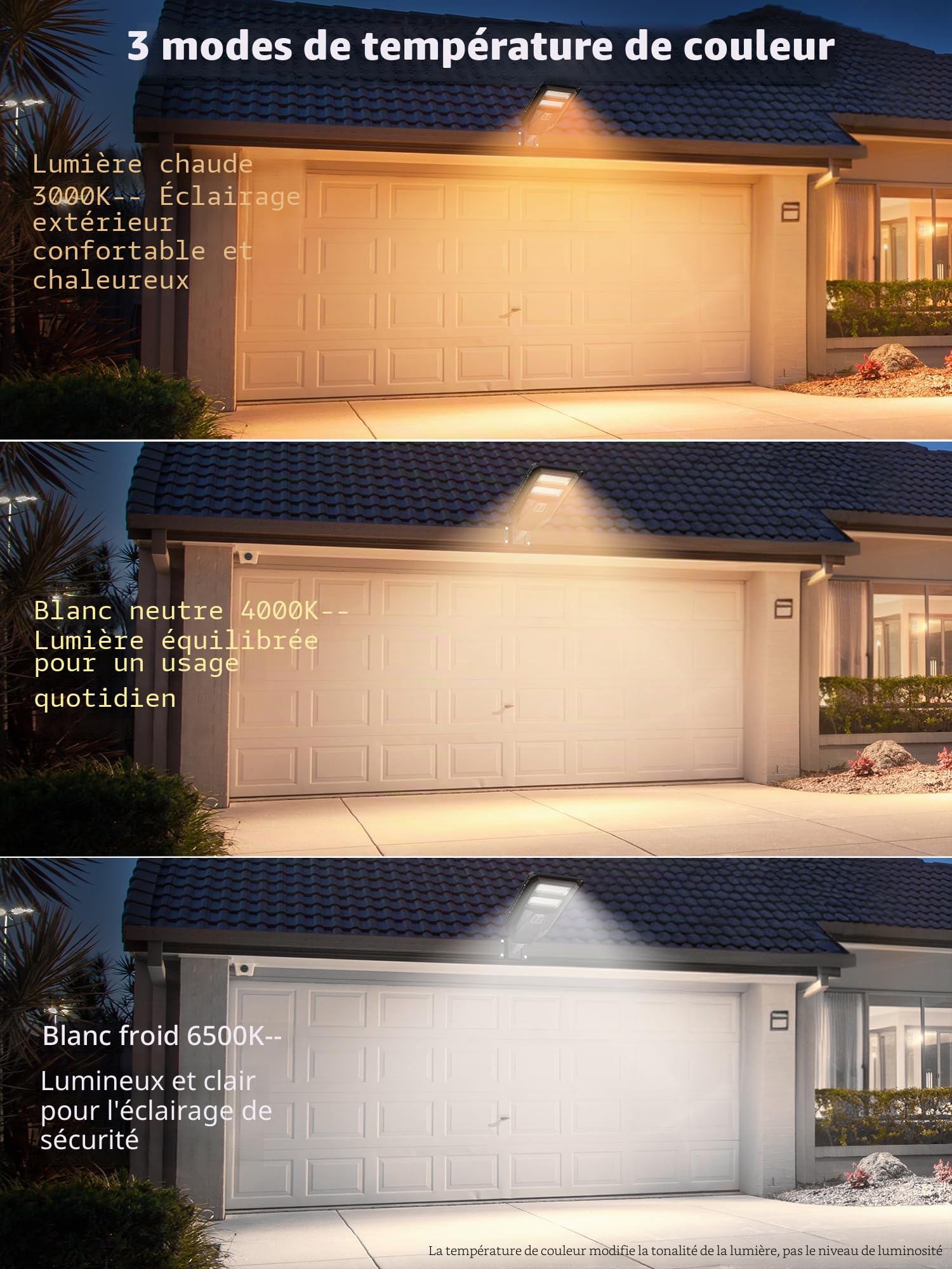 Ofuray Lampadaire Solaire Exterieur, 3000K/4000K/6500K Lampes Solaires avec Détecteur de Mouvement, IP67 Étanche Projecteur Led Solaire Exteriéur Puissant pour Jardin, Cour, Parking, OLT-2Pack