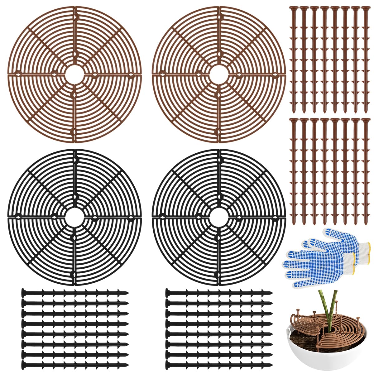 4 Pièces Grilles de Pots de Plantes, Cache-Pot de Fleurs Jusqu'à 30 cm de Diamètre Couvercle de Protection du Sol pour Pots de Fleurs Protéger Les Plantes Contre Chats Enfants