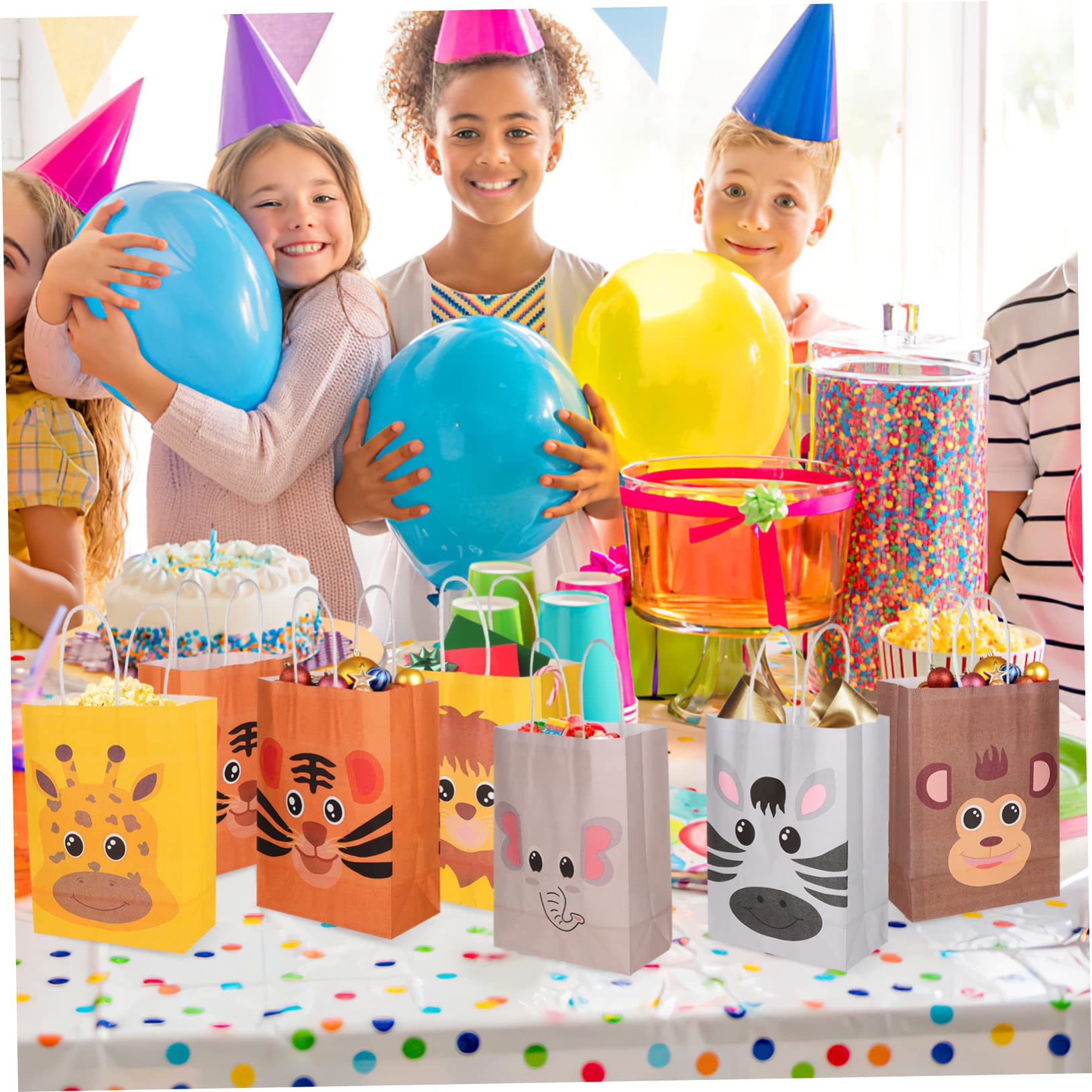 Dschungel Partytüten 24 Stück aus Kraftpapier mit Griffen Halloween Party