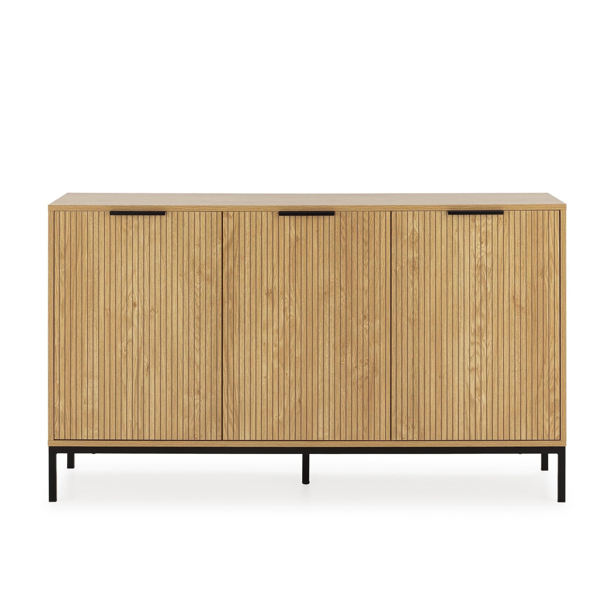 HOMN LIVING Aparador Mónica 3 Puertas Color Madera, 140 cm (Ancho) 40 cm (Profundo) 80 cm (Altura)