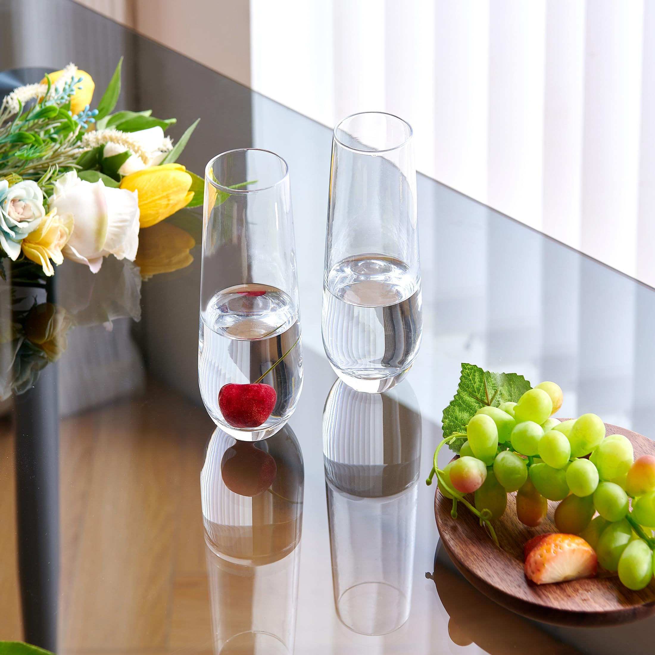 Juego de 6 vasos de agua para beber jugo, cristalería de cristal, vaso de cocina, base de cerveza para vino, cócteles, bebidas