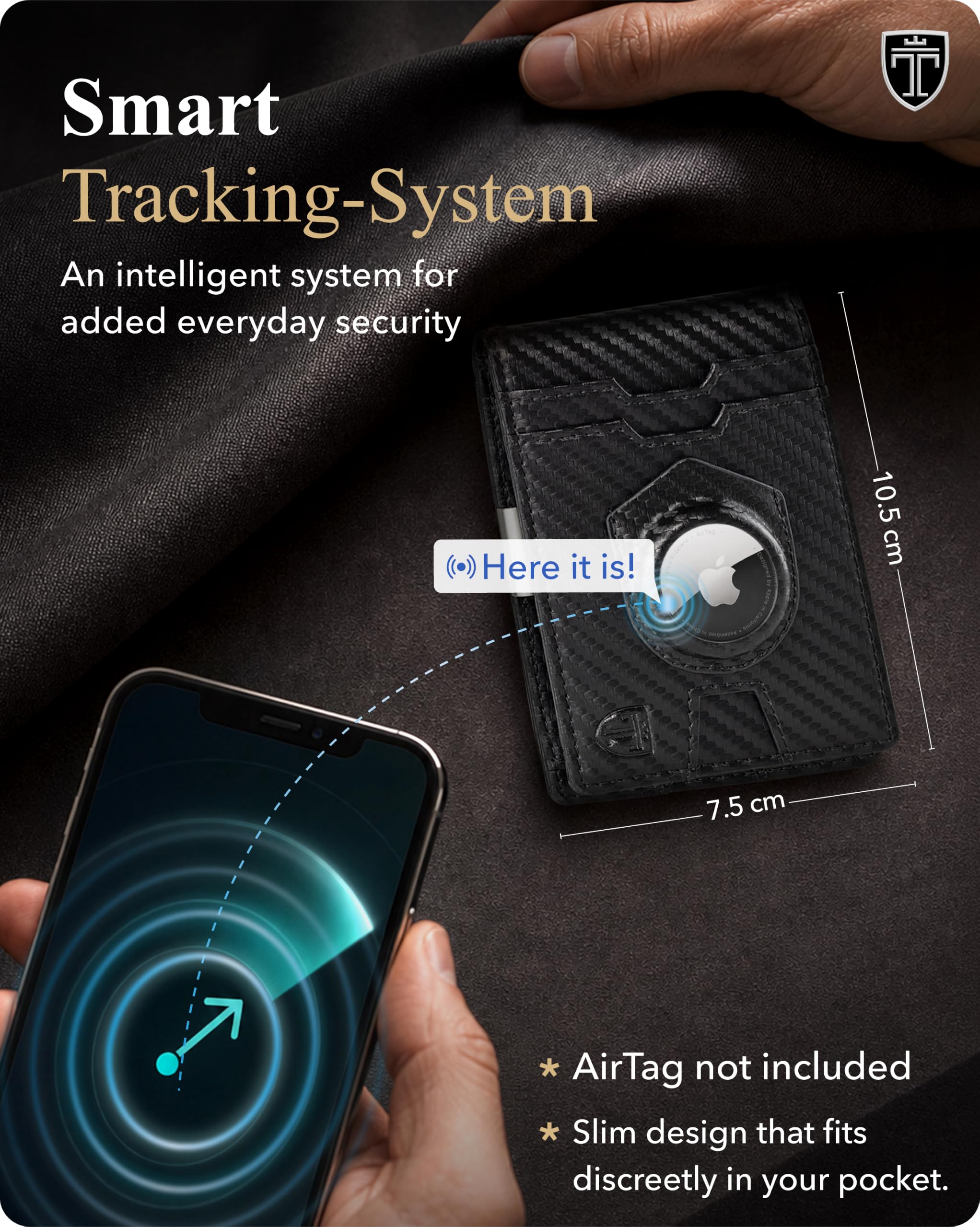 Travando AirTag* Herren-Geldbörse mit Geldklammer, Kartenhalter, RFID-blockierend, Bifold Geschenke für Männer