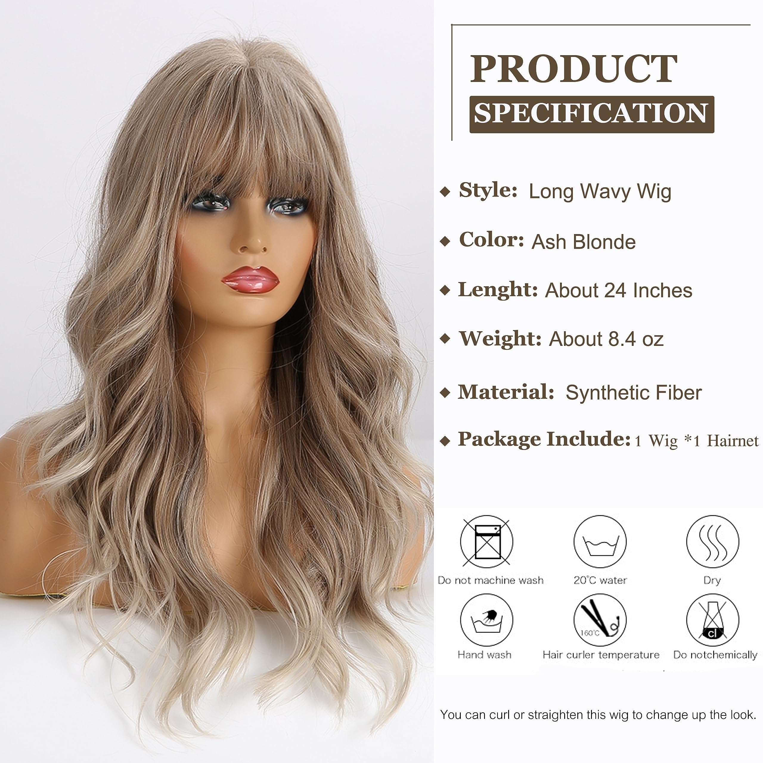 Esmee Long Straight Natural Synthetic Hair Layered Wigs for Women with Dark Roots for Daily Party Use-24 Inches: Blonde B