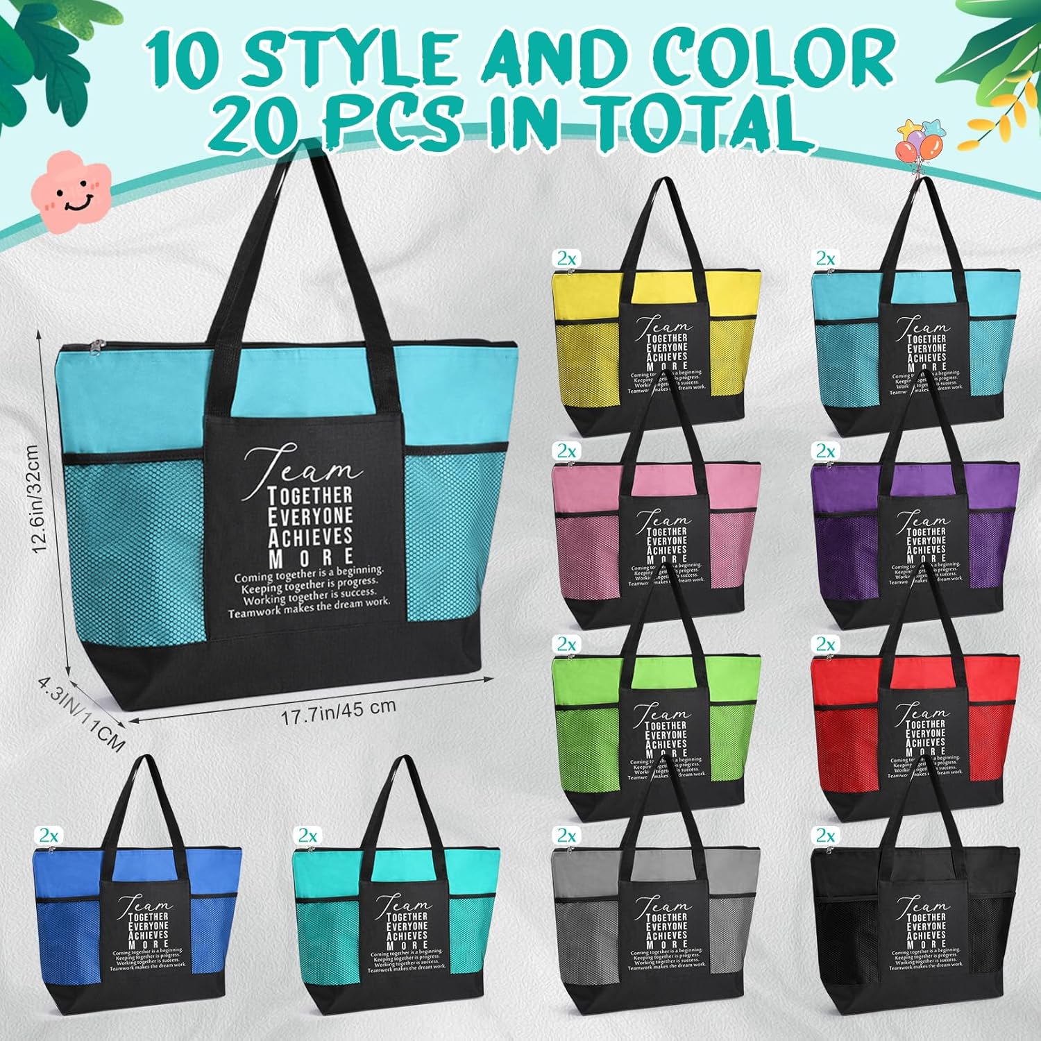 20 Pcs Team Appreciation Tote Bags Valentines Gifts for Coworker Employee Volunteers Staff Nurses Authors - Image 3