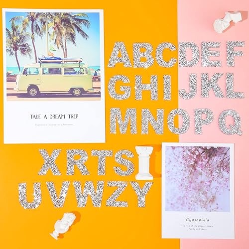 Miniatura 5 de 104 Pieces Rhinestone Iron on Letter Patches A-Z Letter Alphabet Patches Bling Iron on Letters Glitter Applique Patches for Clothing Shirt Jean Hat