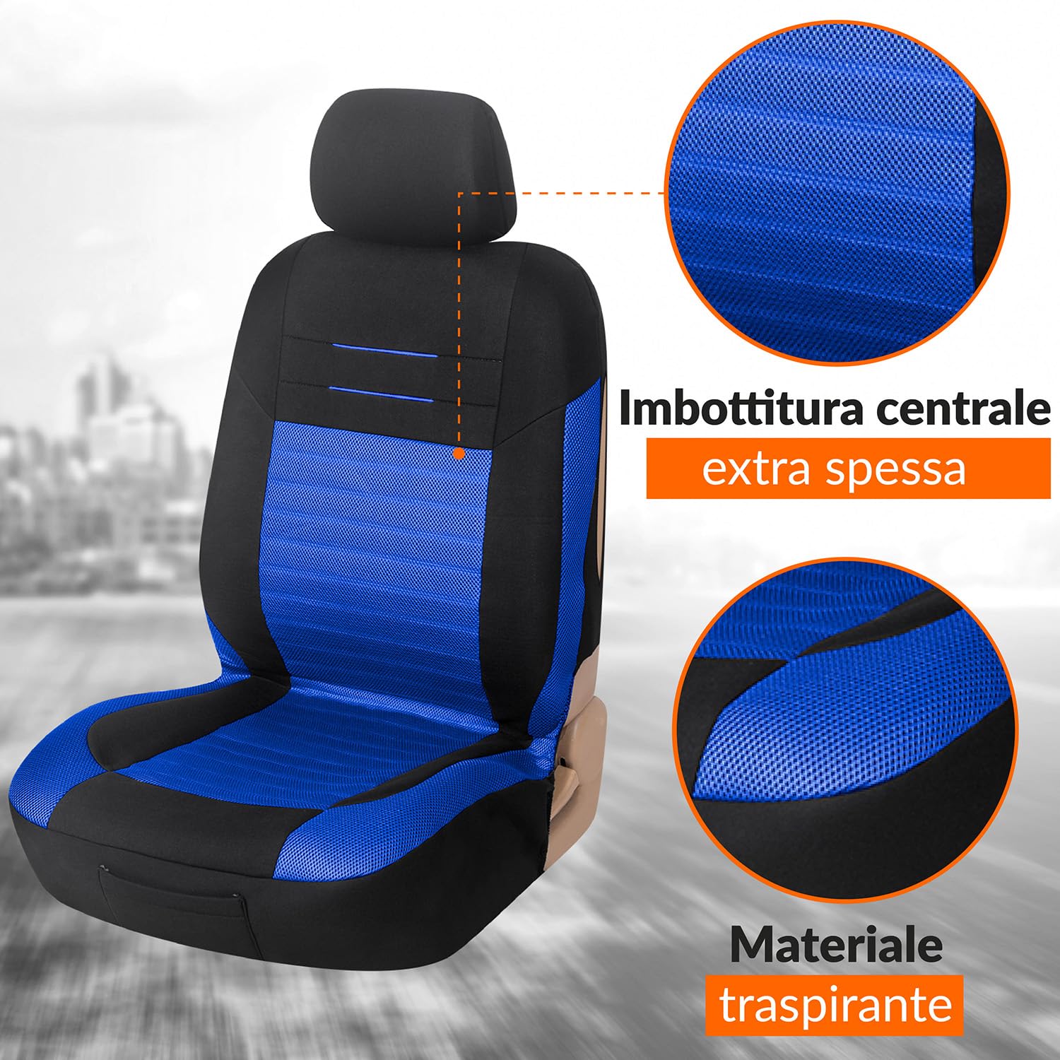 Coprisedili Auto Universal Custom Per Ford Ranger T8 Wildtrak 2018-2023 - Set Completo Anteriore E Posteriore Impermeabile Nero - 5