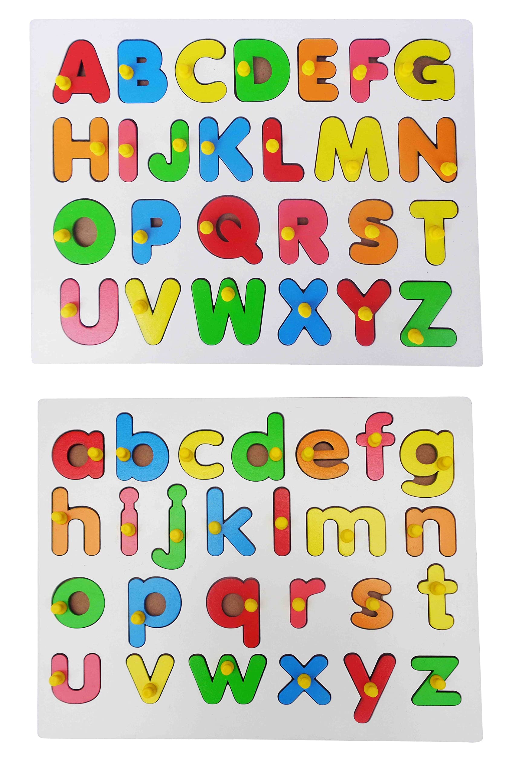 Voolex - Wooden Educational English Alphabet Peg Puzzles for preschoolers - Lowercase and Uppercase Alphabets (B0B7M95WHS) Amazon Price History, Amazon Price Tracker