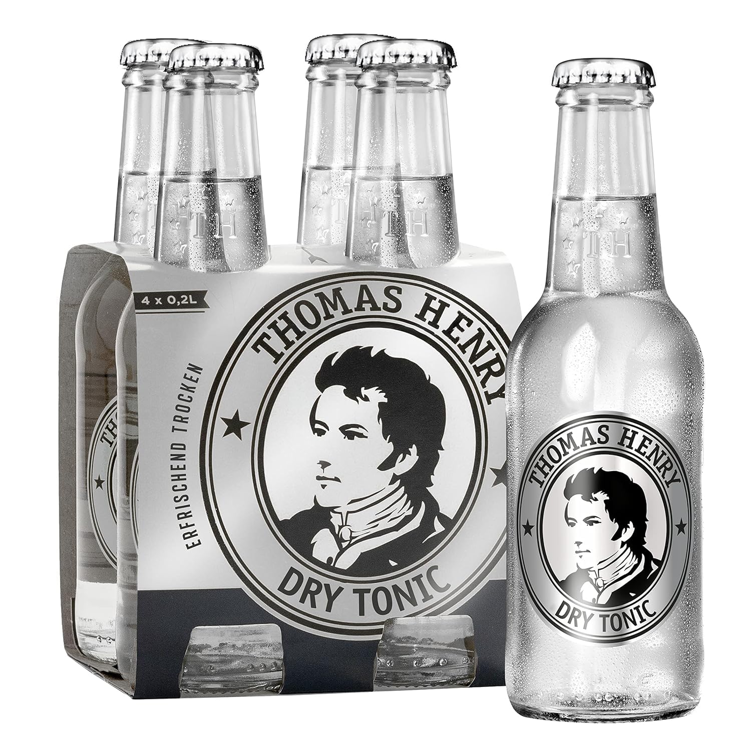 Thomas Henry Dry Tonic Water – Refrescante seco – (6 x 4 x 0,2 l vidrio MW) – Juego de 6 unidades de limonada amarga para mezclar tus bebidas y cócteles con gin& Co.
