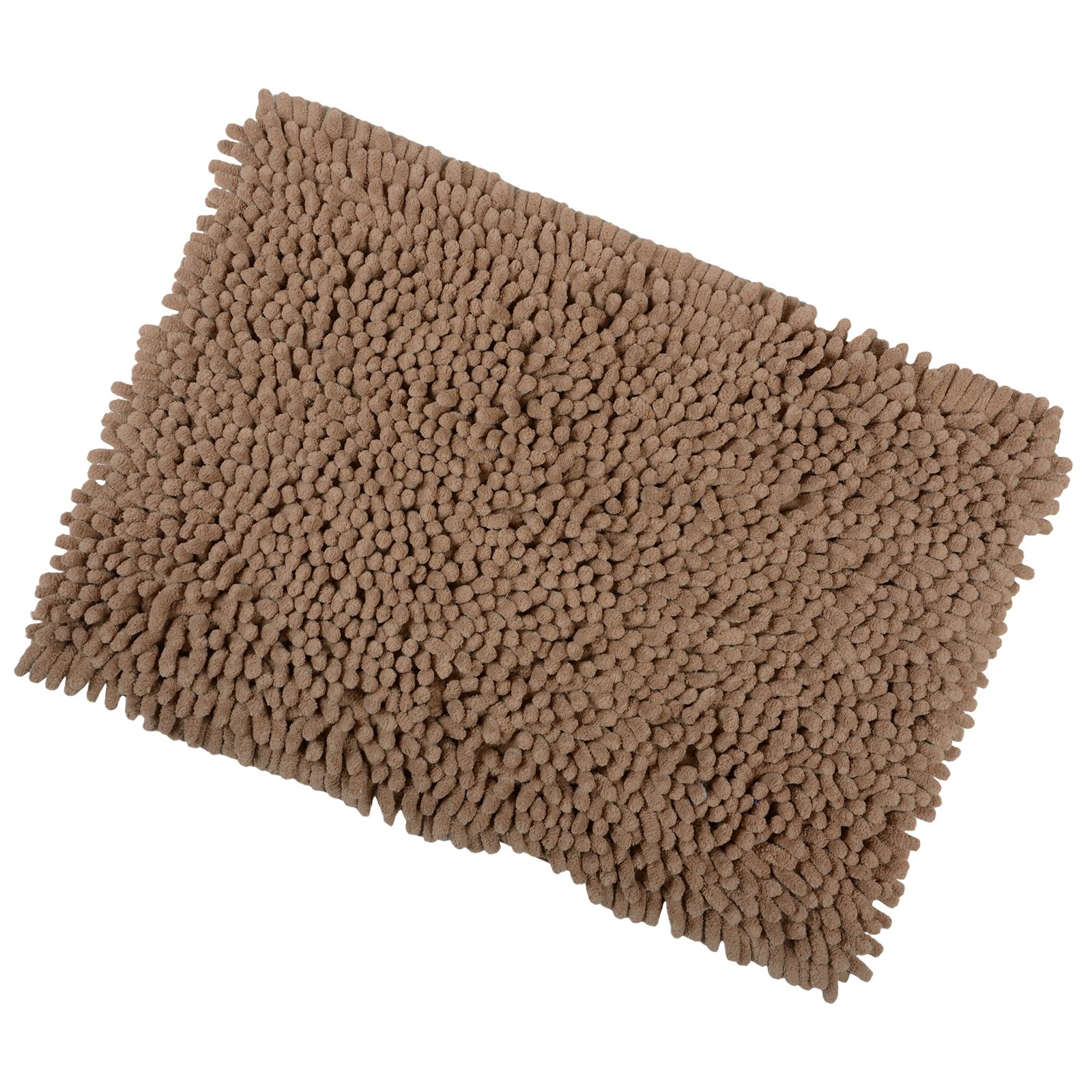 Mocha Shaggy Microfibre Bathroom Shower Bath Mat Rug Non-Slip Backing 50x80cm, 50 x 80cm