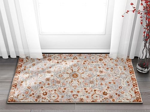 Well Woven Celestial Boho Medallion - Alfombra de área de 2 x 4 pies (2 pies 3 pulgadas x 3 pies 11 pulgadas), color rosa polvoriental, marfil,